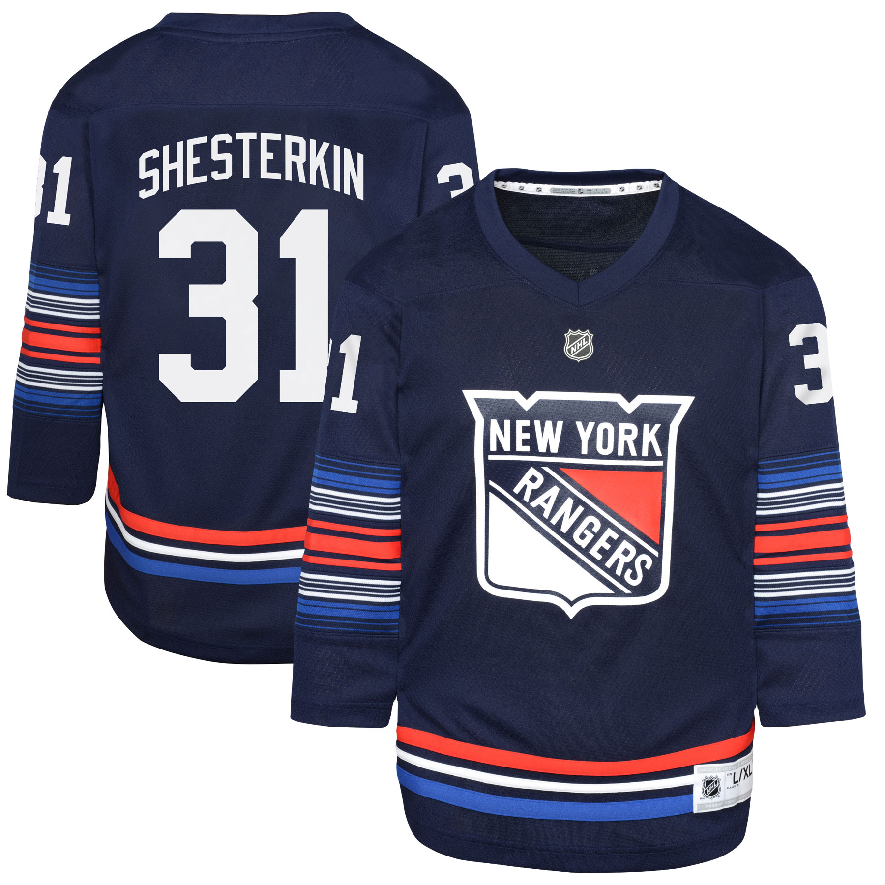 Igor Shesterkin New York Rangers Alternate Replica Player Jersey Navy Men
