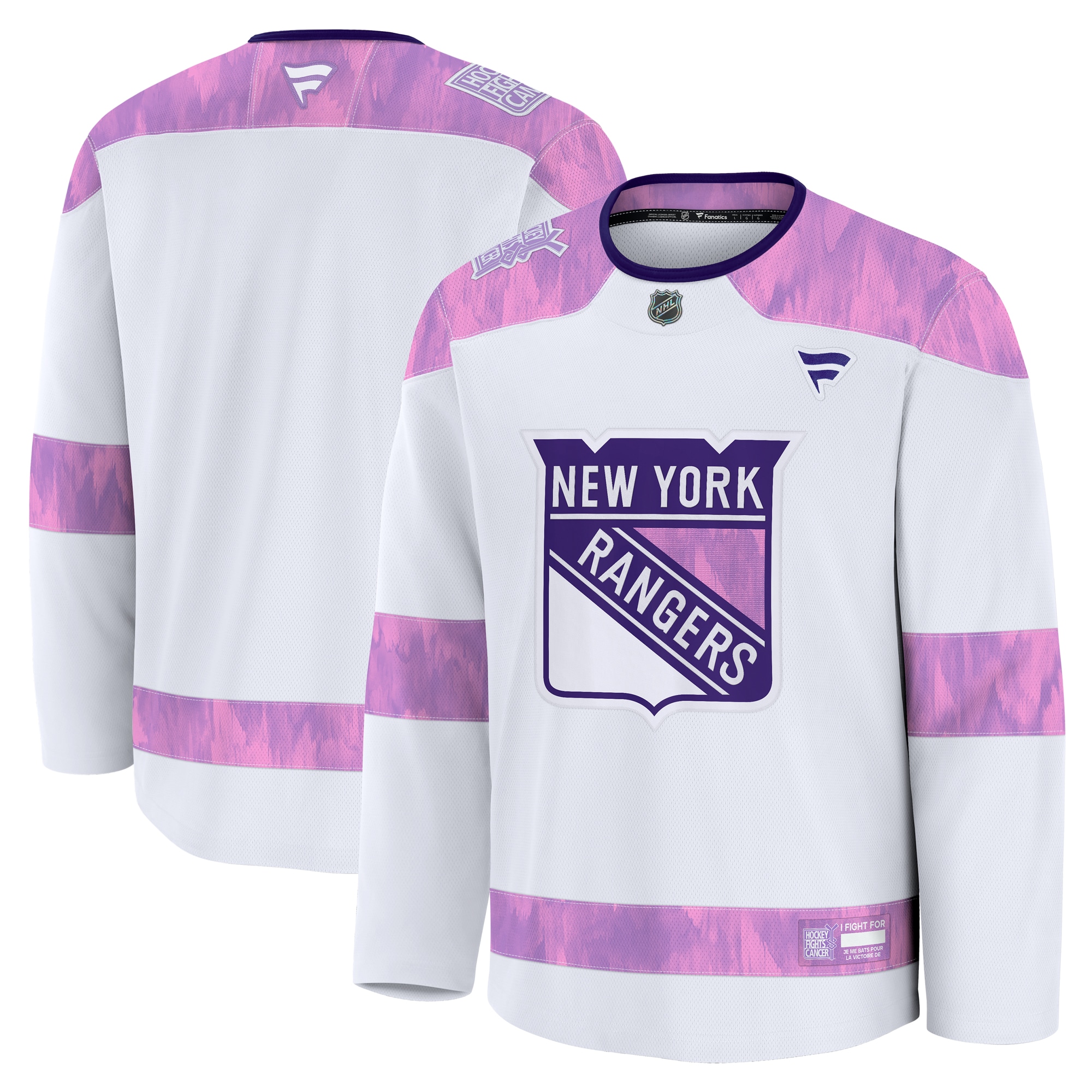 New York Rangers 2024 Hockey Fights Cancer Practice Jersey White