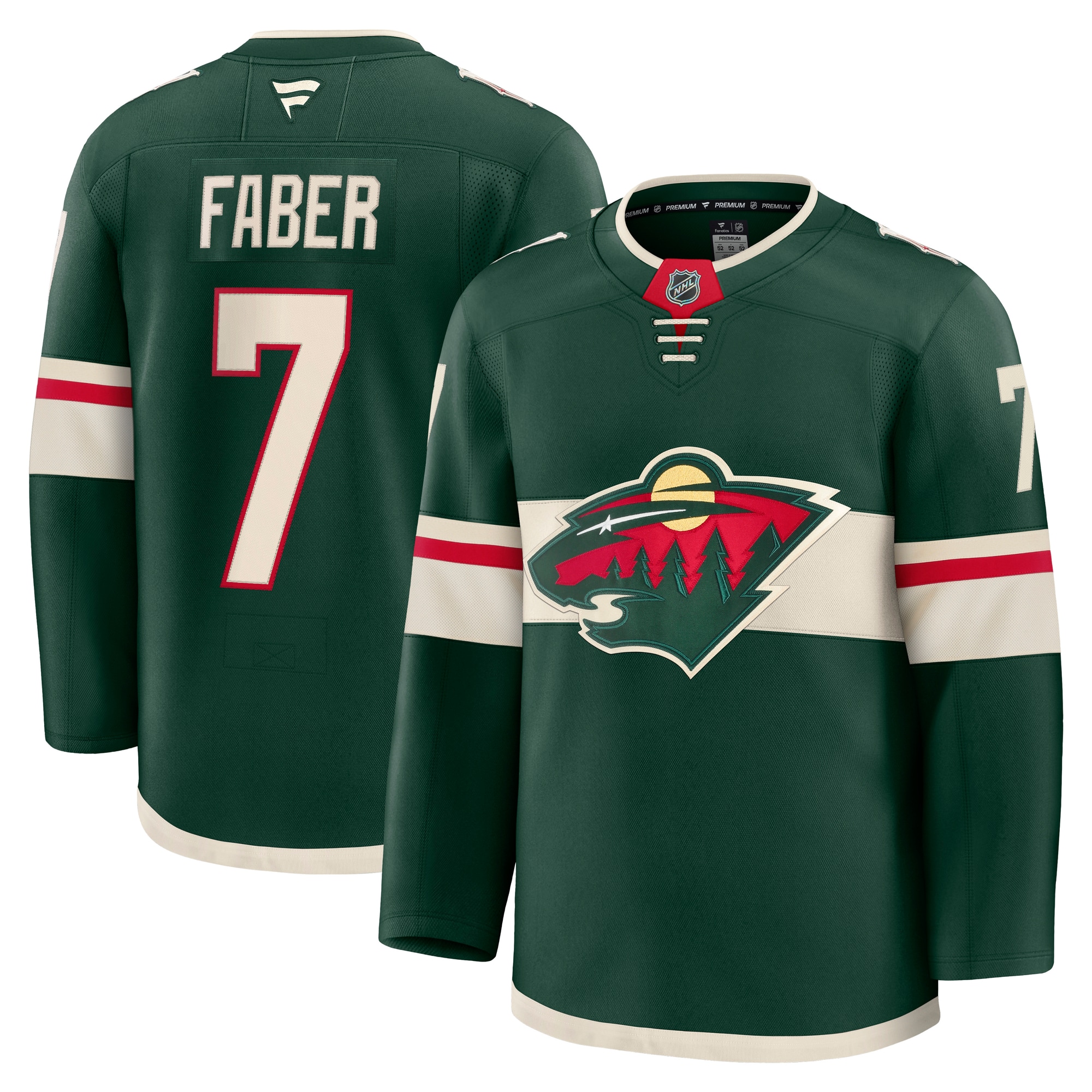 Brock Faber Minnesota Wild Anniversary Premium Jersey Green