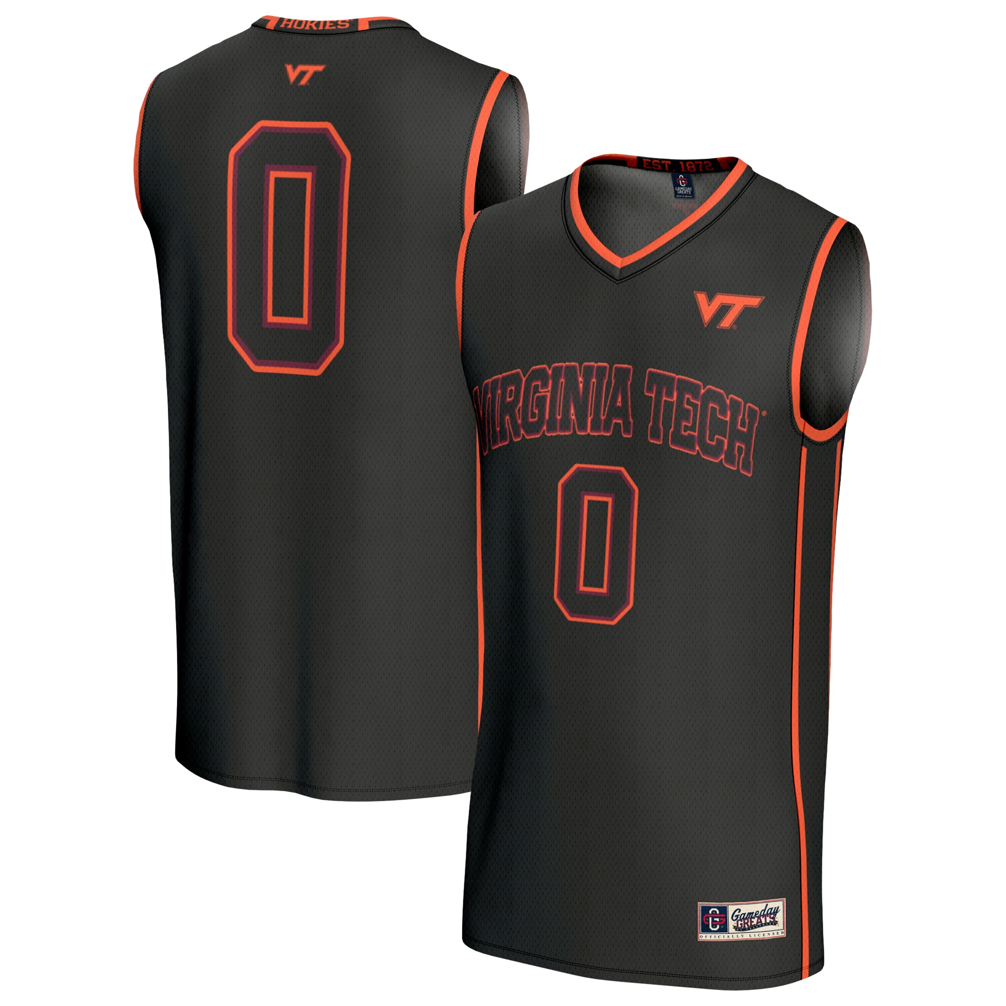0 Virginia Tech Hokies Gameday Greats Unisex Lightweight Collegiate Basketball Fashion Jersey Black