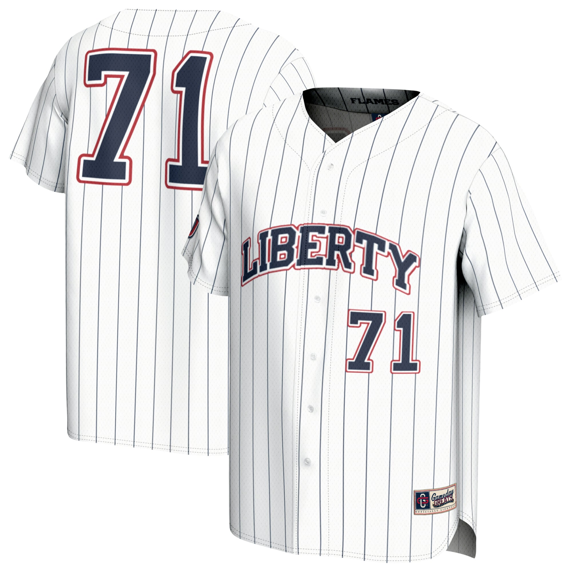 71 Liberty Flames Gameday Greats Adult Lightweight Collegiate Baseball Fashion Jersey White