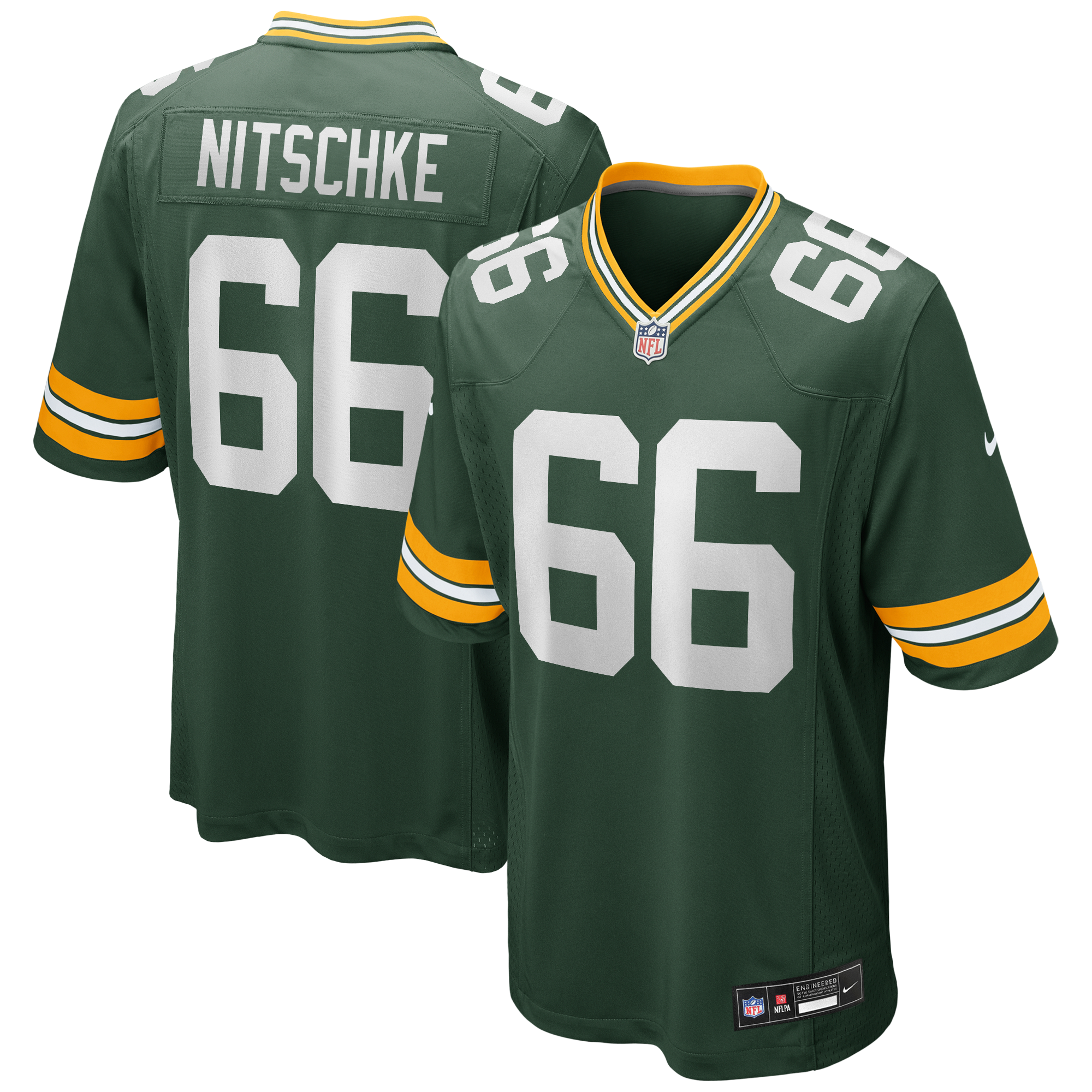 Ray Nitschke Green Bay Packers Game Retired Player Jersey Green