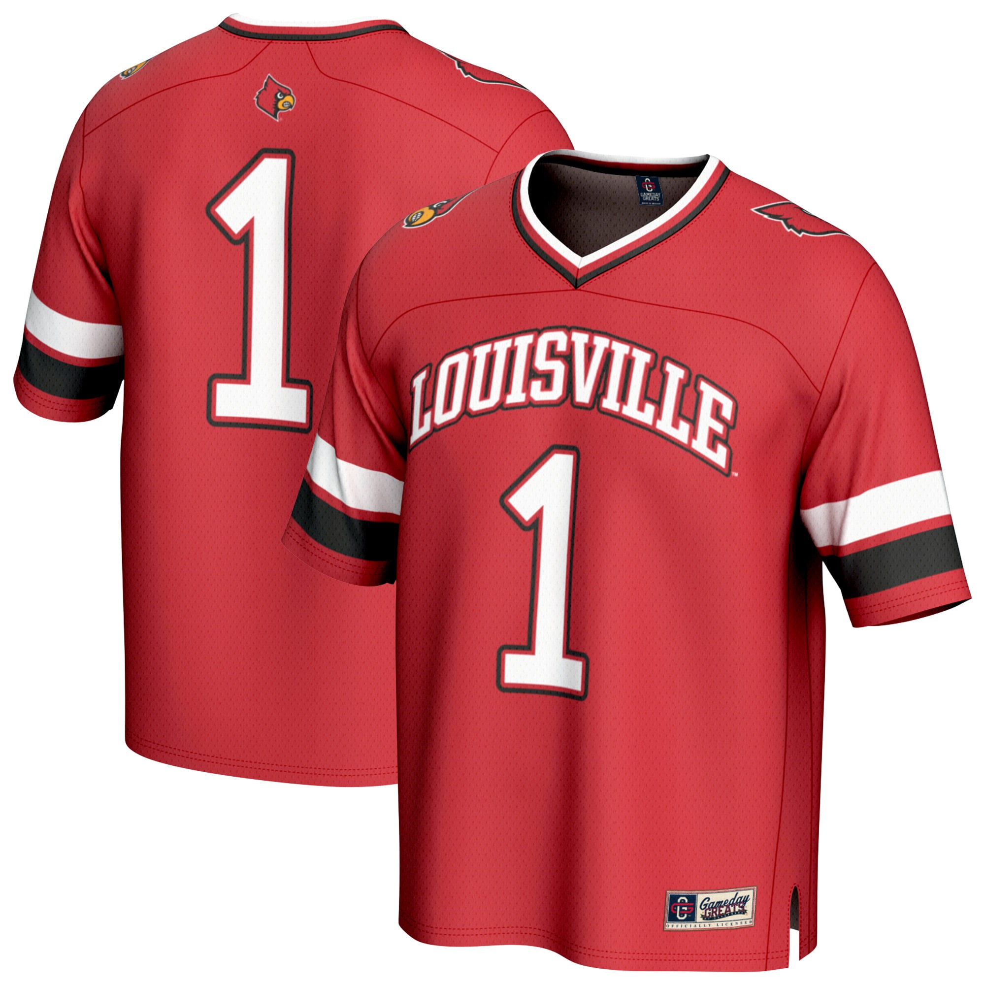 1 Louisville Cardinals Gameday Greats Unisex Lightweight Collegiate Football Fashion Jersey Red