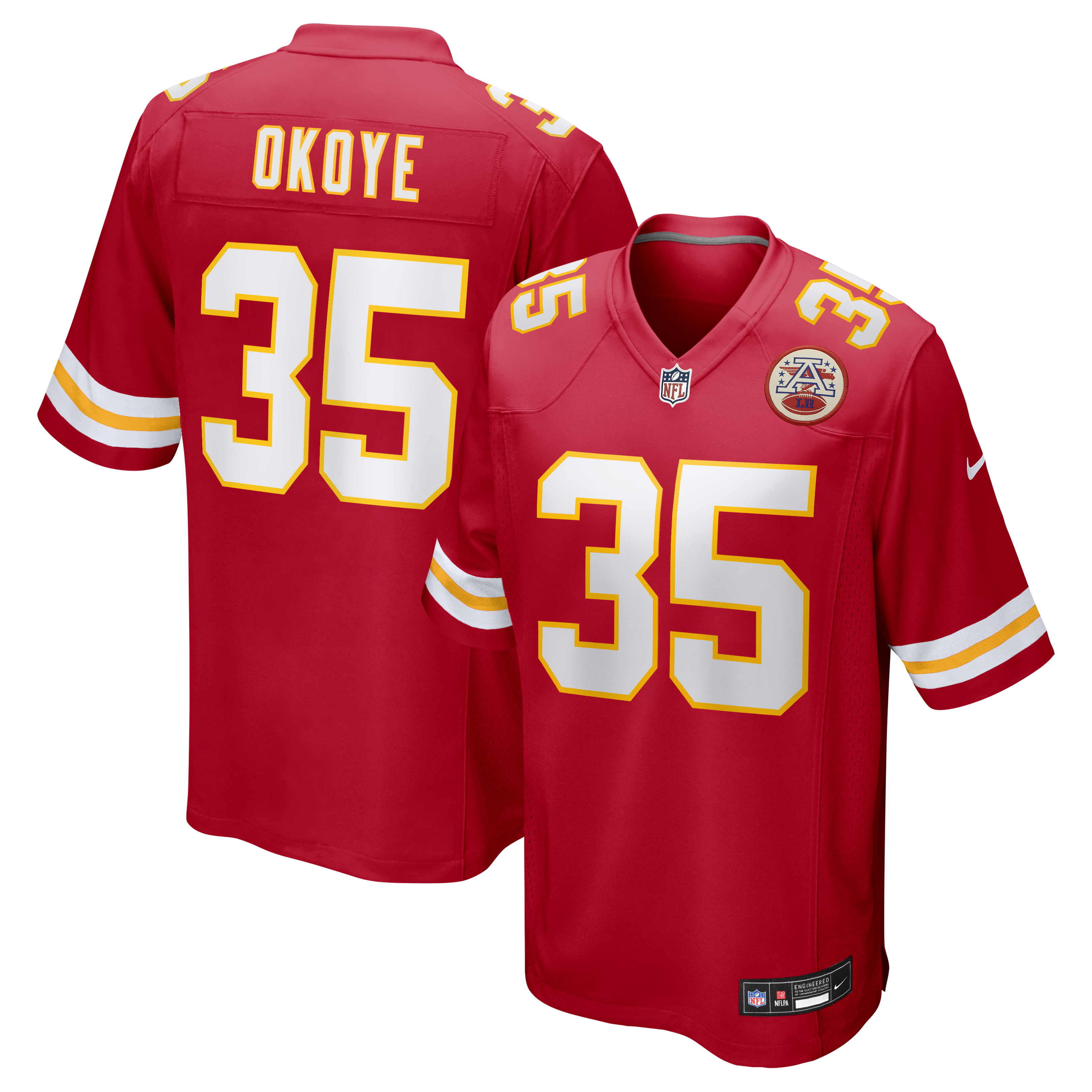 Christian Okoye Kansas City Chiefs Game Retired Player Jersey Red