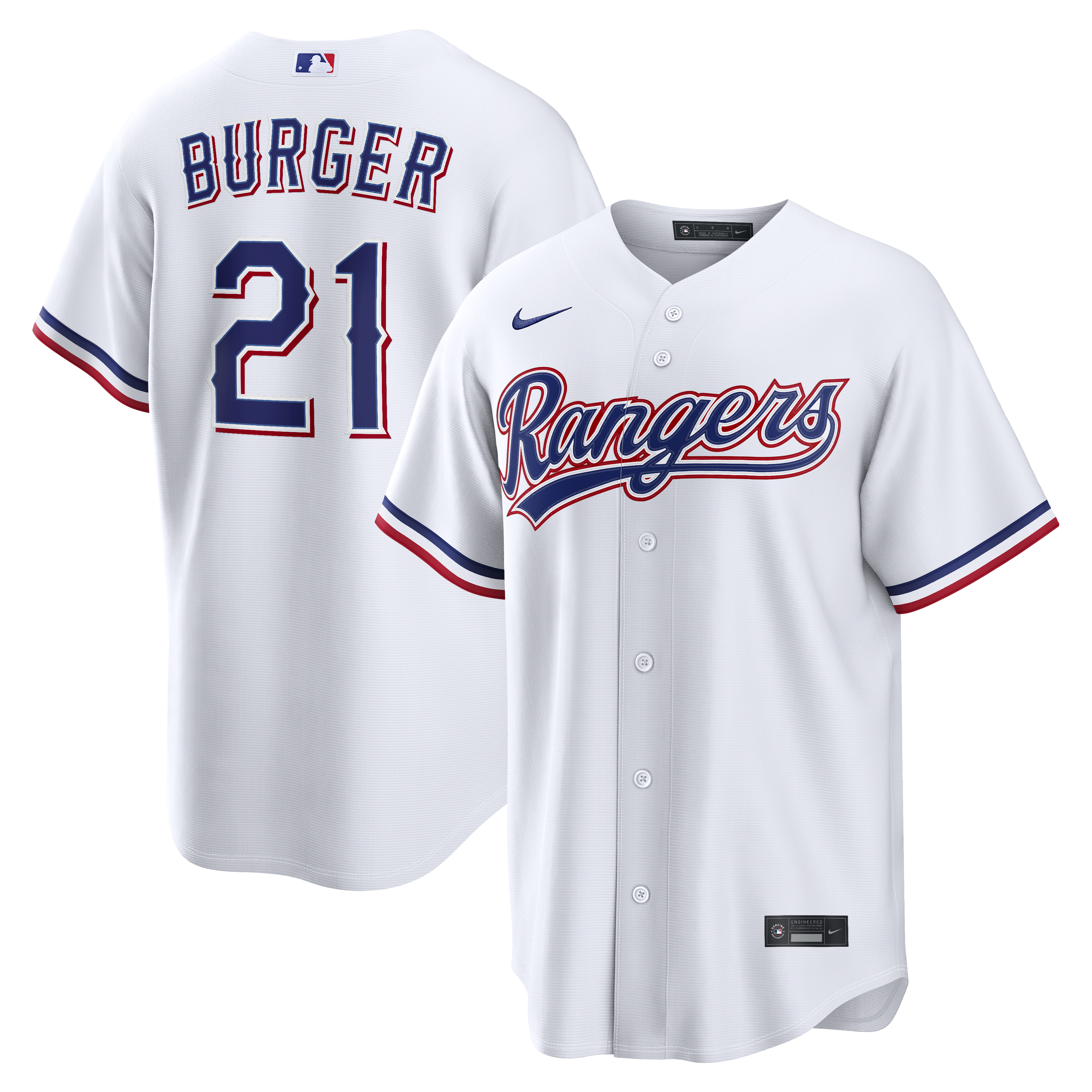 Jake Burger Texas Rangers Home Replica Jersey White