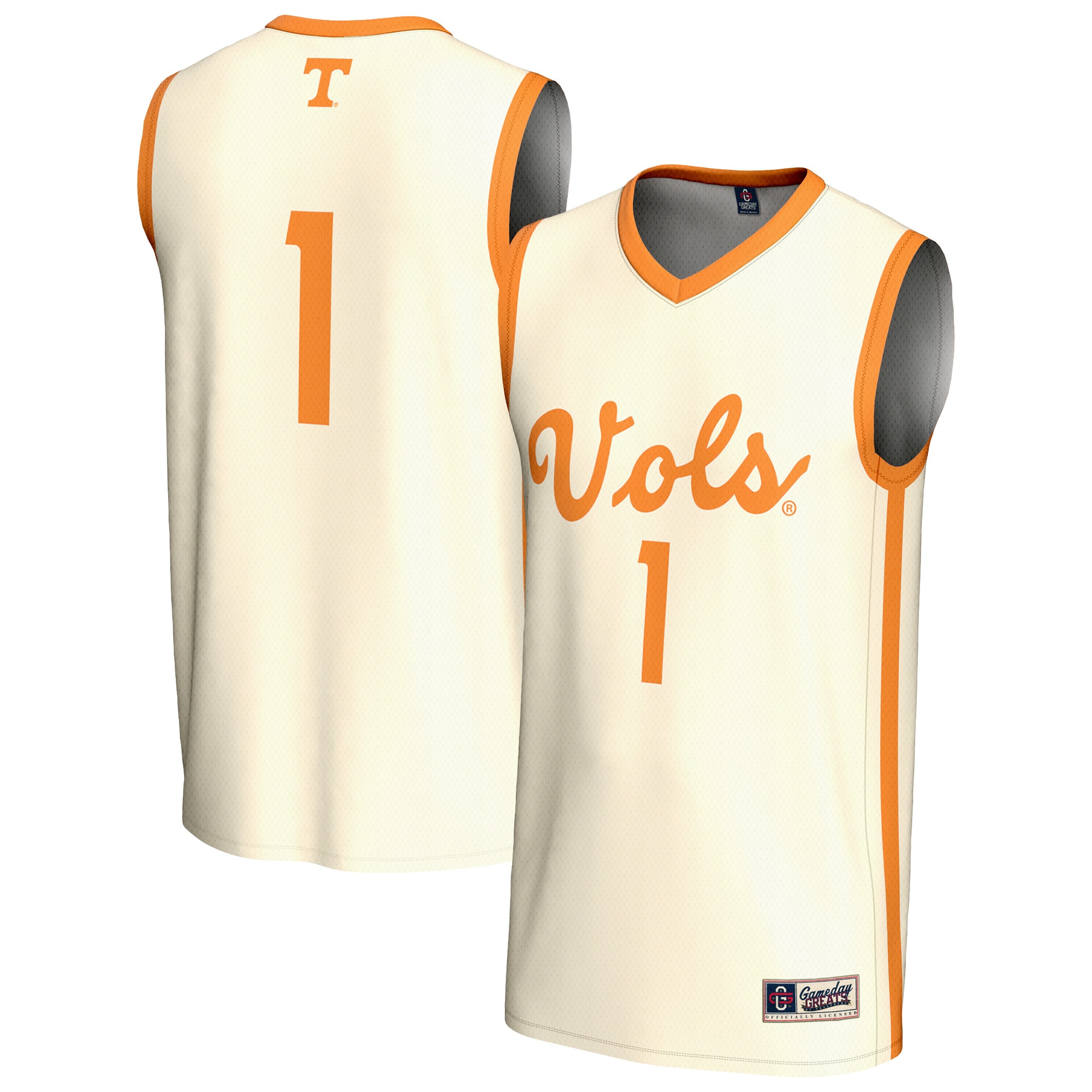 1 Tennessee Volunteers Gameday Greats Unisex Lightweight Men S Basketball Fashion Jersey Cream