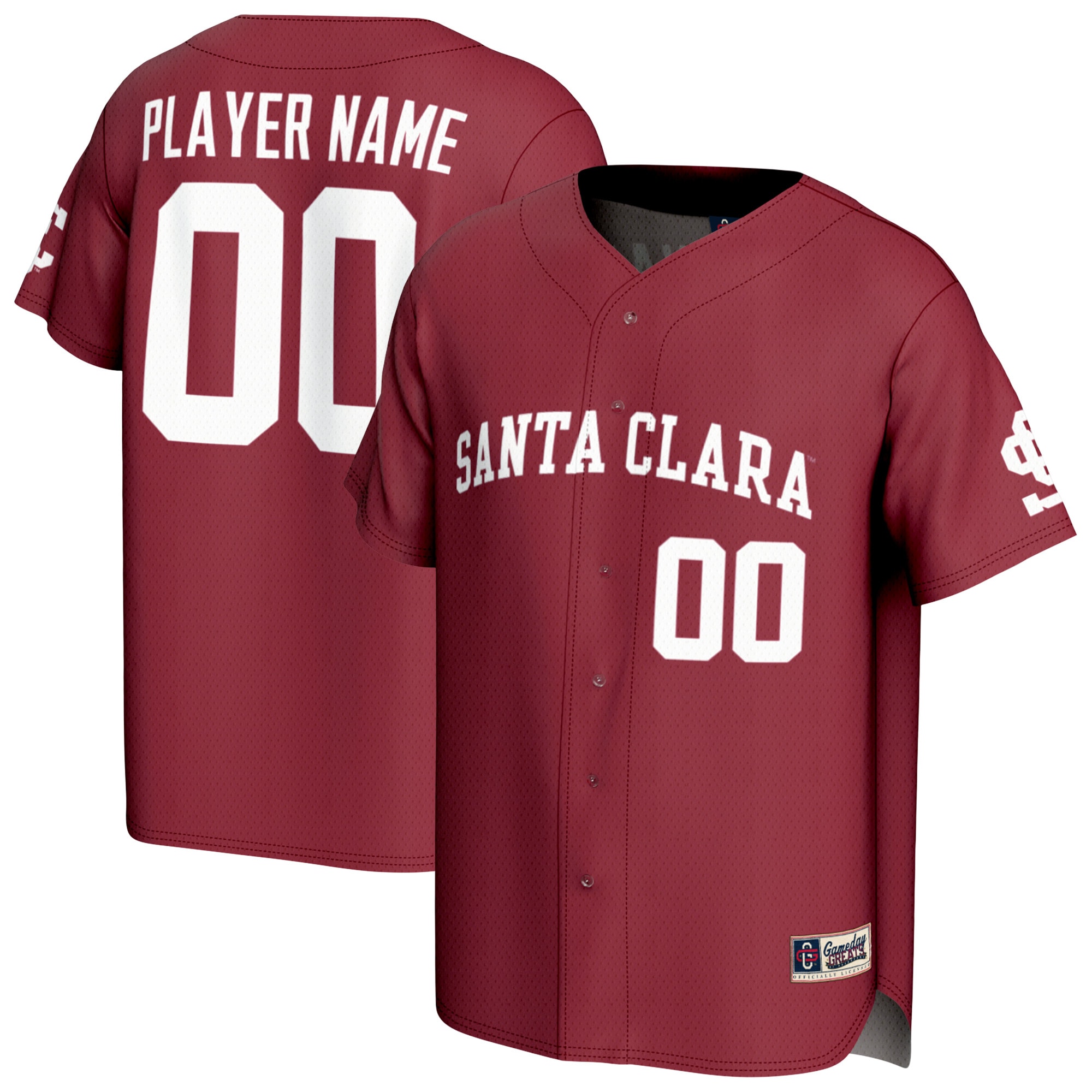 Santa Clara Broncos Gameday Greats Unisex Lightweight Collegiate Baseball Nil Pick A Player Fashion Jersey Red