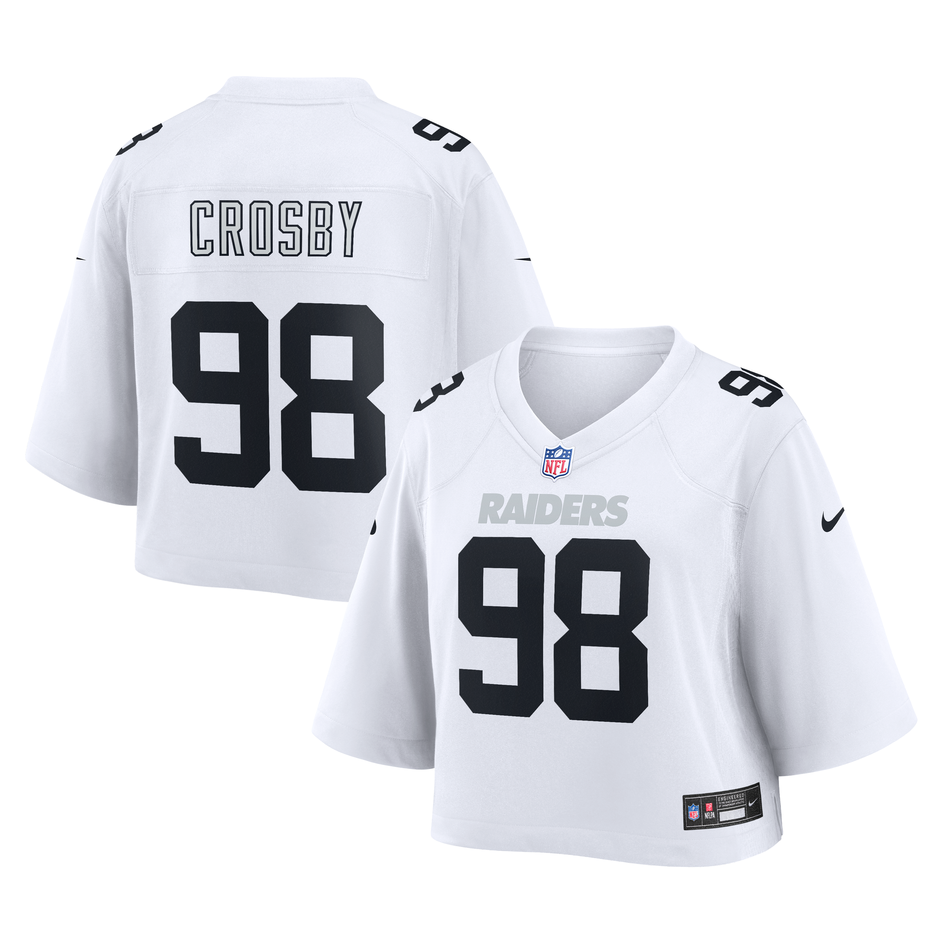 Maxx Crosby Las Vegas Raiders Cropped Fashion Game Jersey White Men