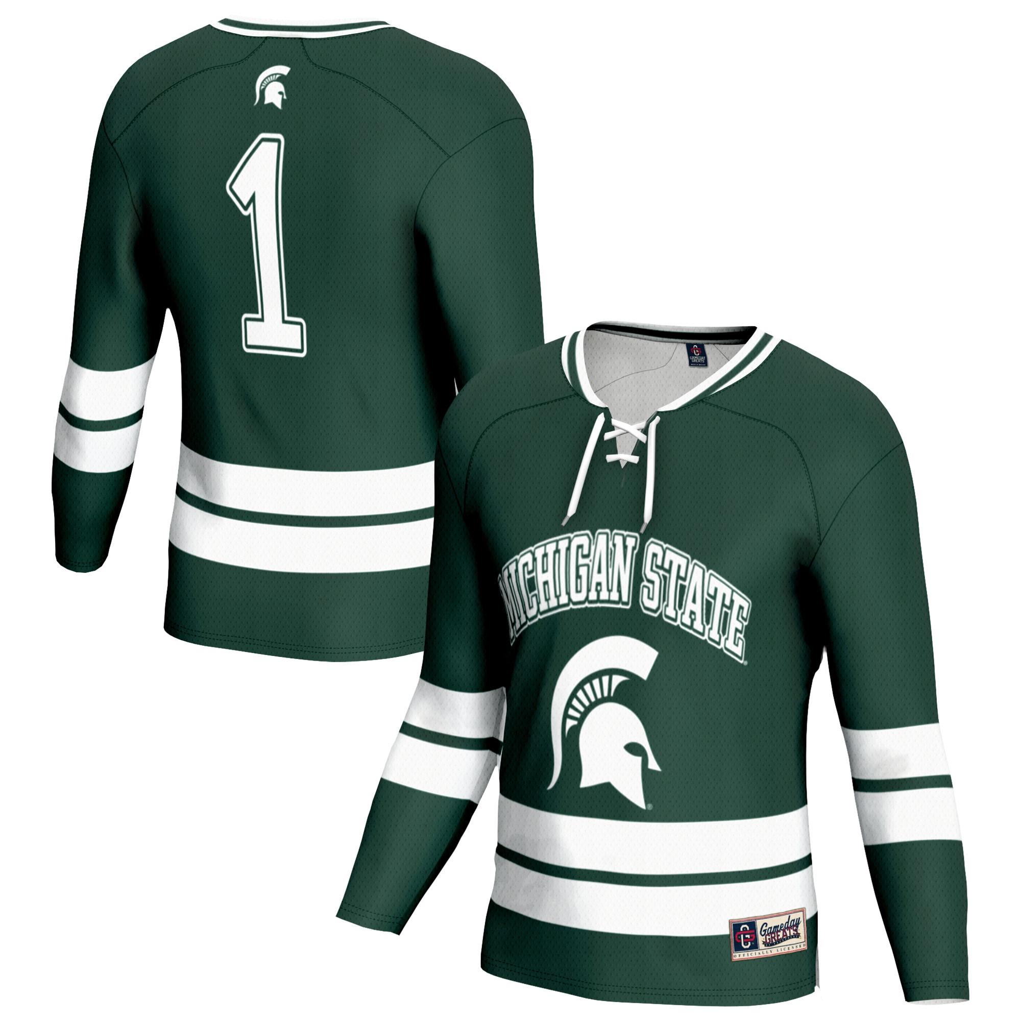 Michigan State Spartans Lightweight Hockey Team Fashion Jersey Green Men