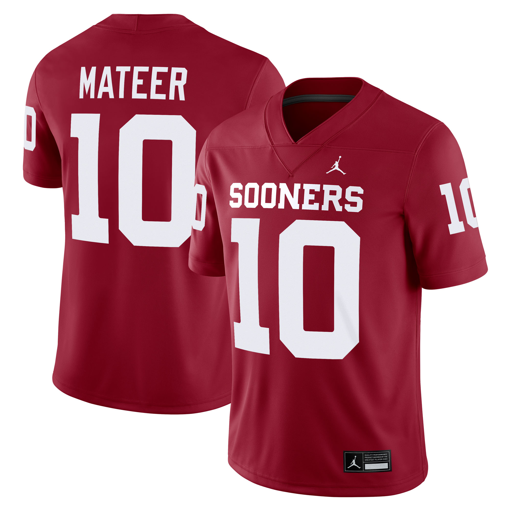 John Mateer Oklahoma Sooners Jordan Brand Home Nil Football Game Jersey Crimson