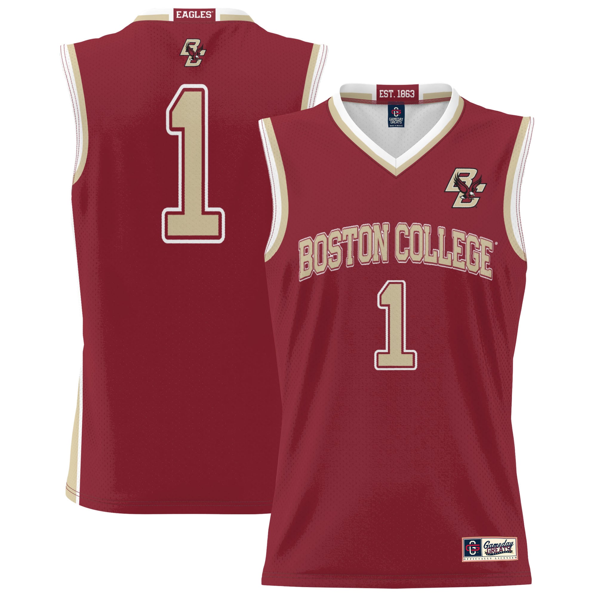 1 Boston College Eagles Gameday Greats Unisex Lightweight Basketball Jersey Cardinal