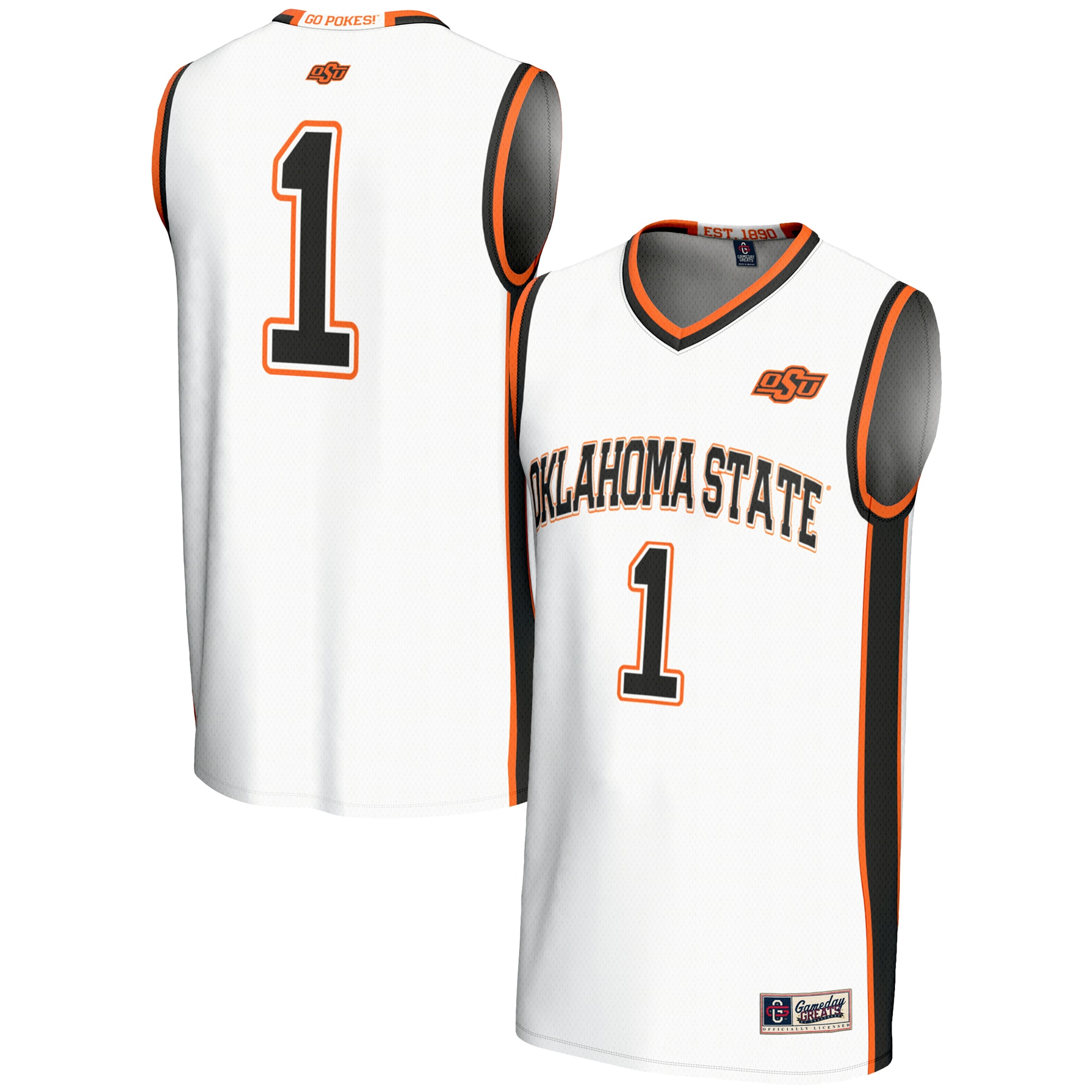 1 Oklahoma State Cowboys Gameday Greats Unisex Lightweight Basketball Jersey White