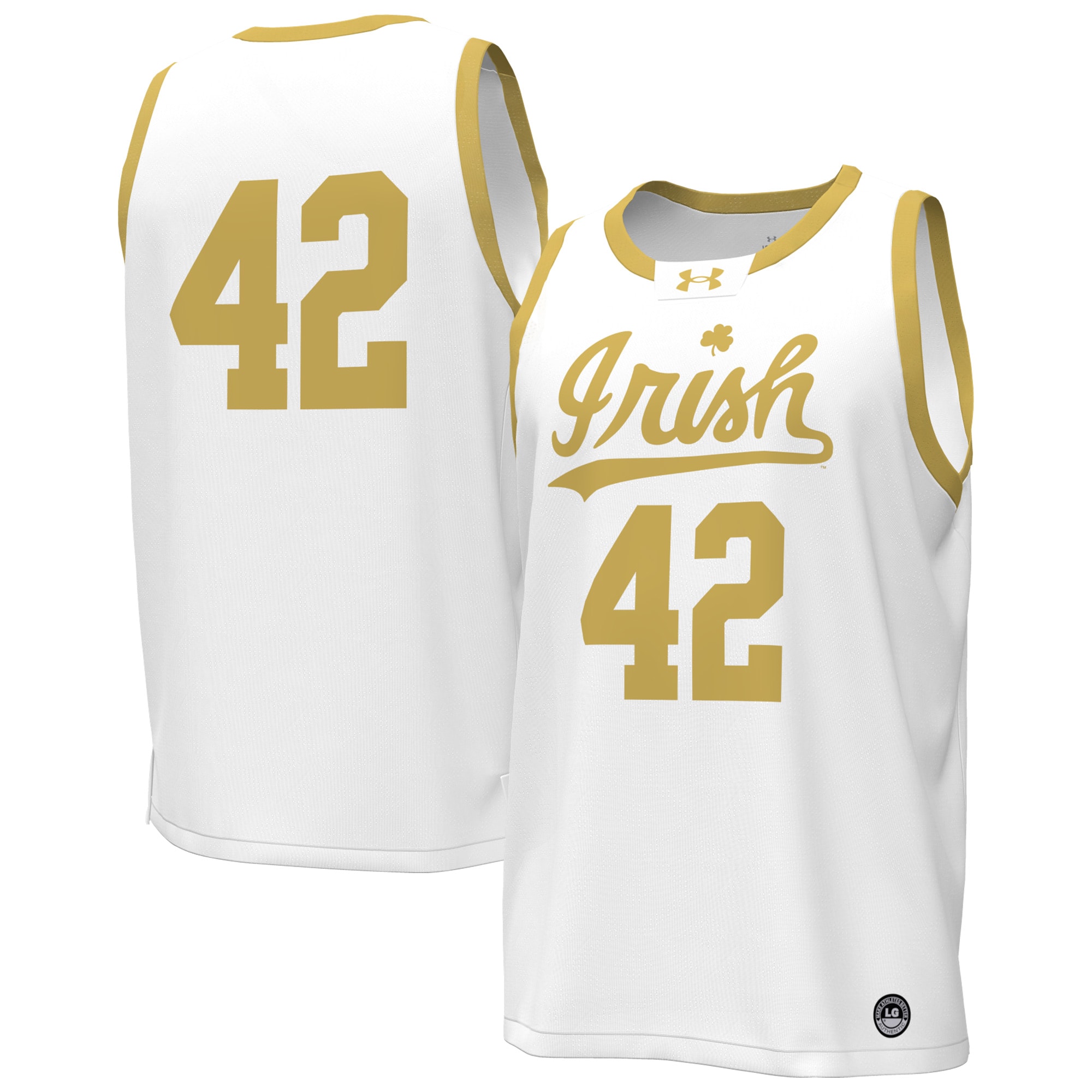 42 Notre Dame Fighting Irish Replica Basketball Jersey White