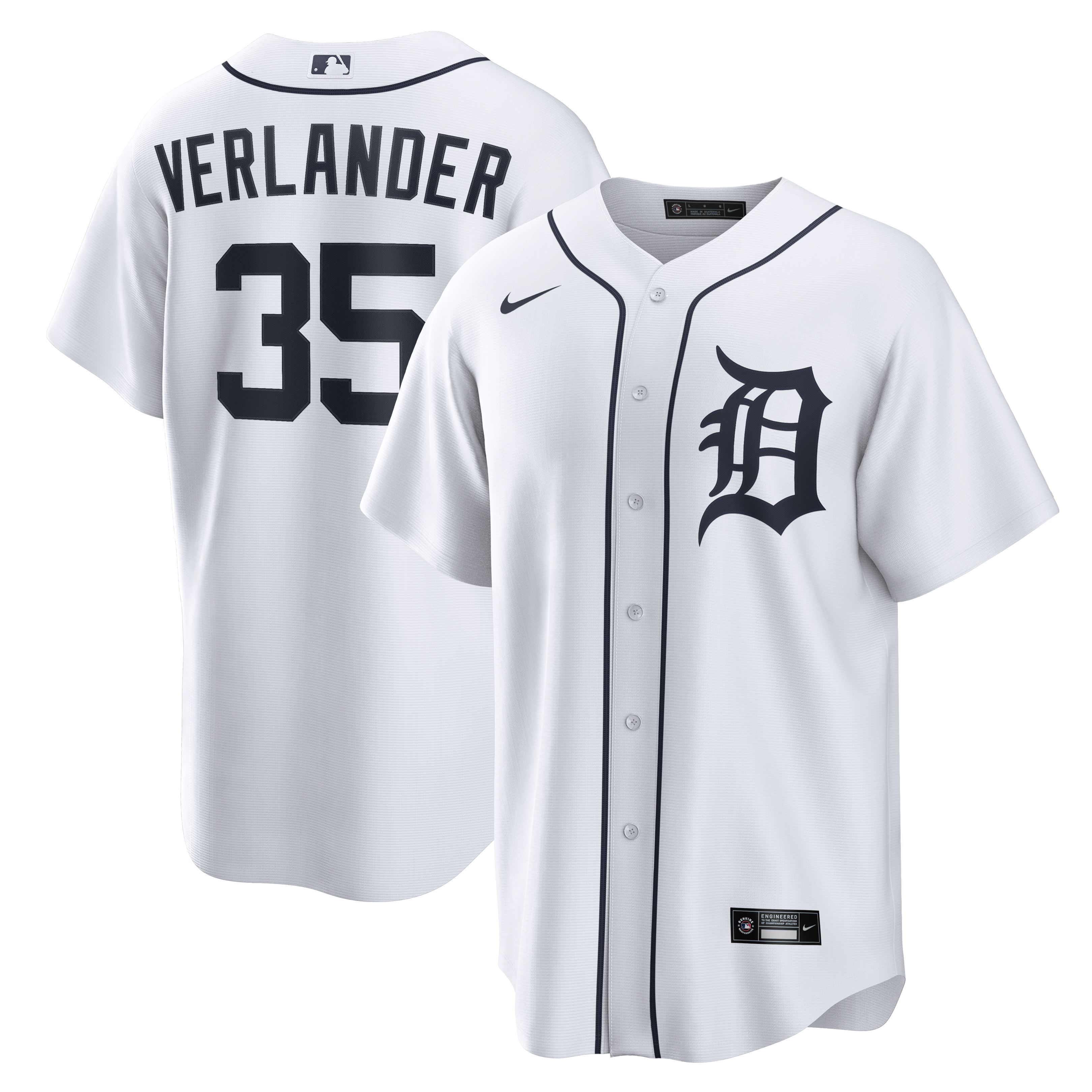 Justin Verlander Detroit Tigers Home Replica Jersey White