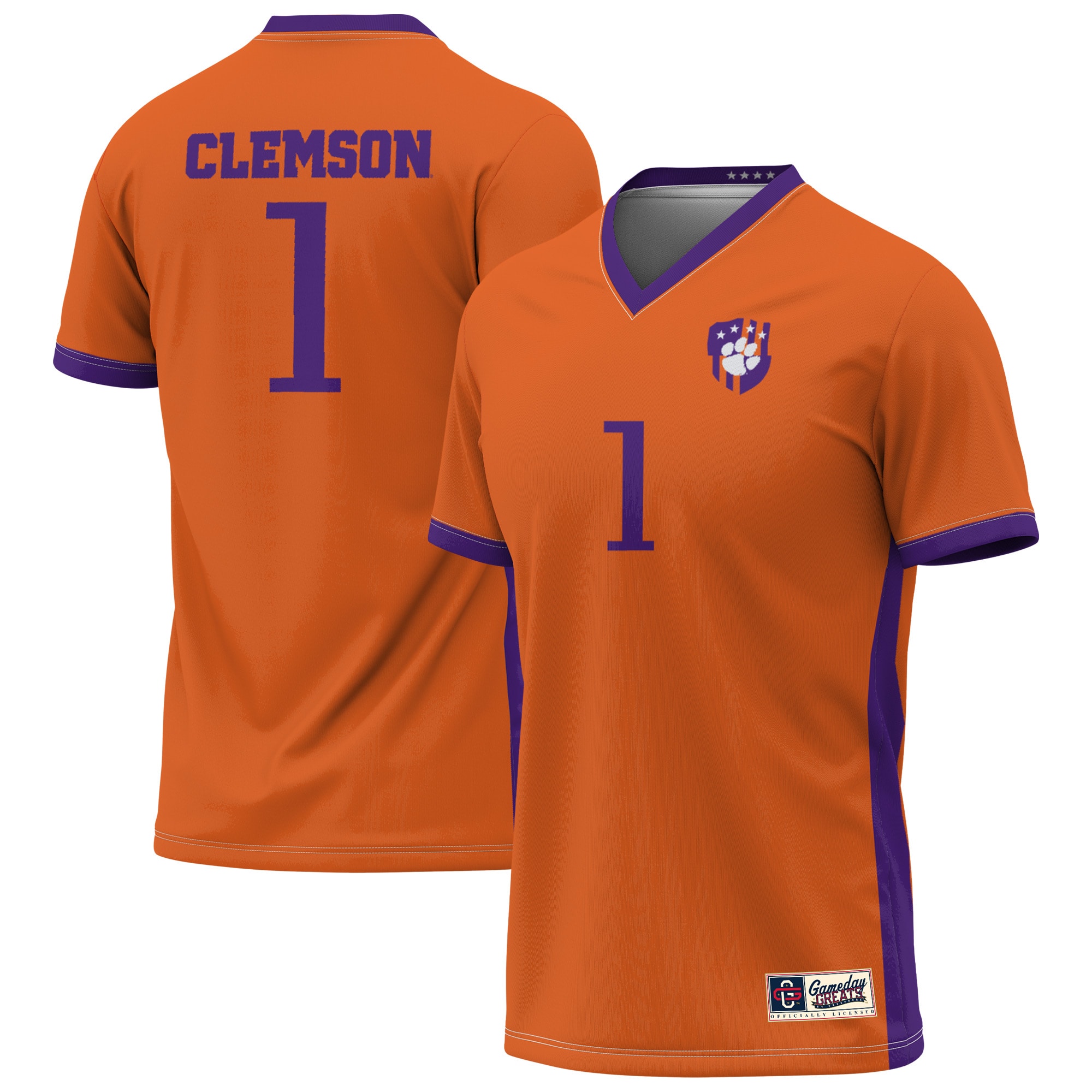 1 Clemson Tigers Gameday Greats Unisex Lightweight Collegiate Soccer Fashion Jersey Orange