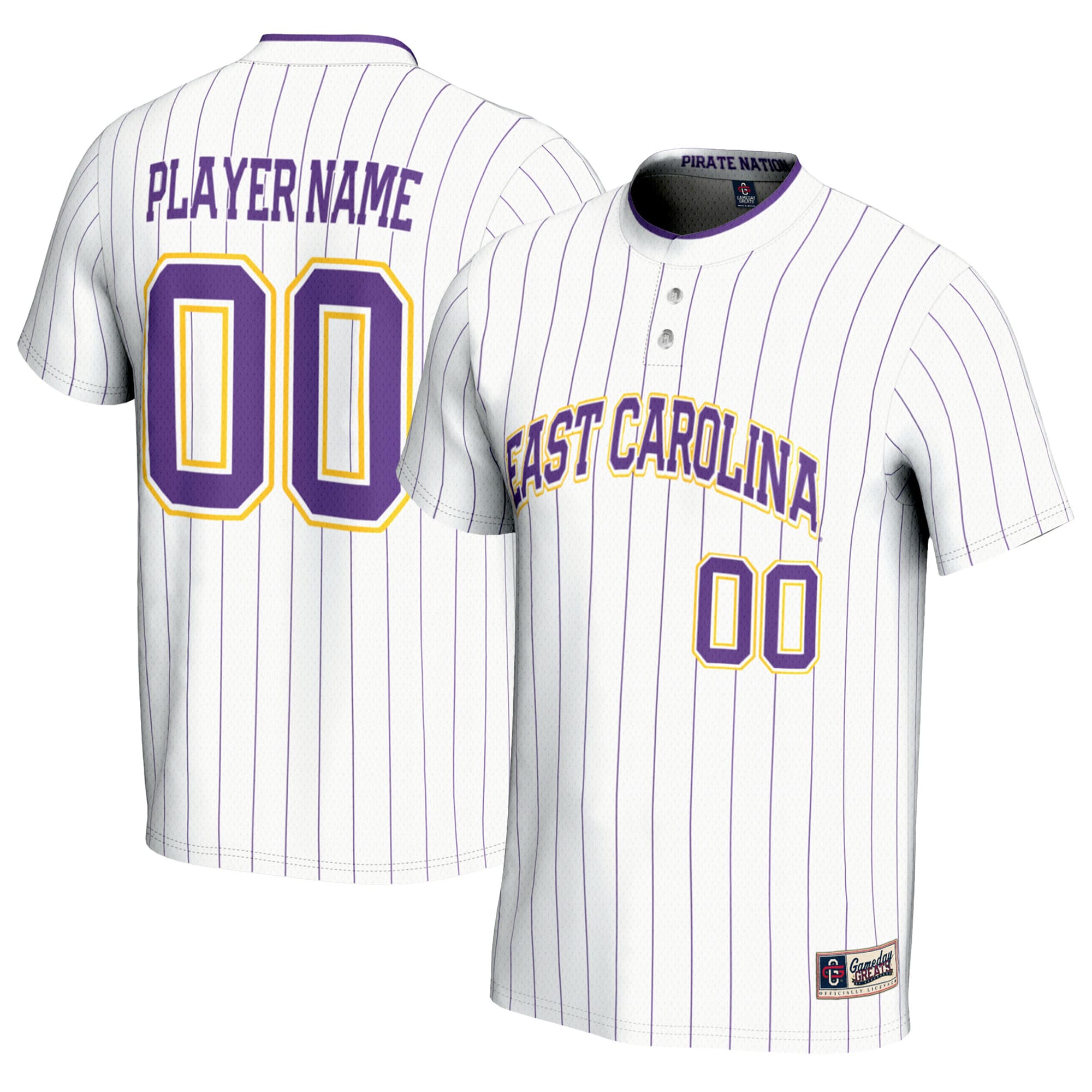 Ecu Pirates Gameday Greats Unisex Nil Pick A Player Lightweight Softball Jersey White