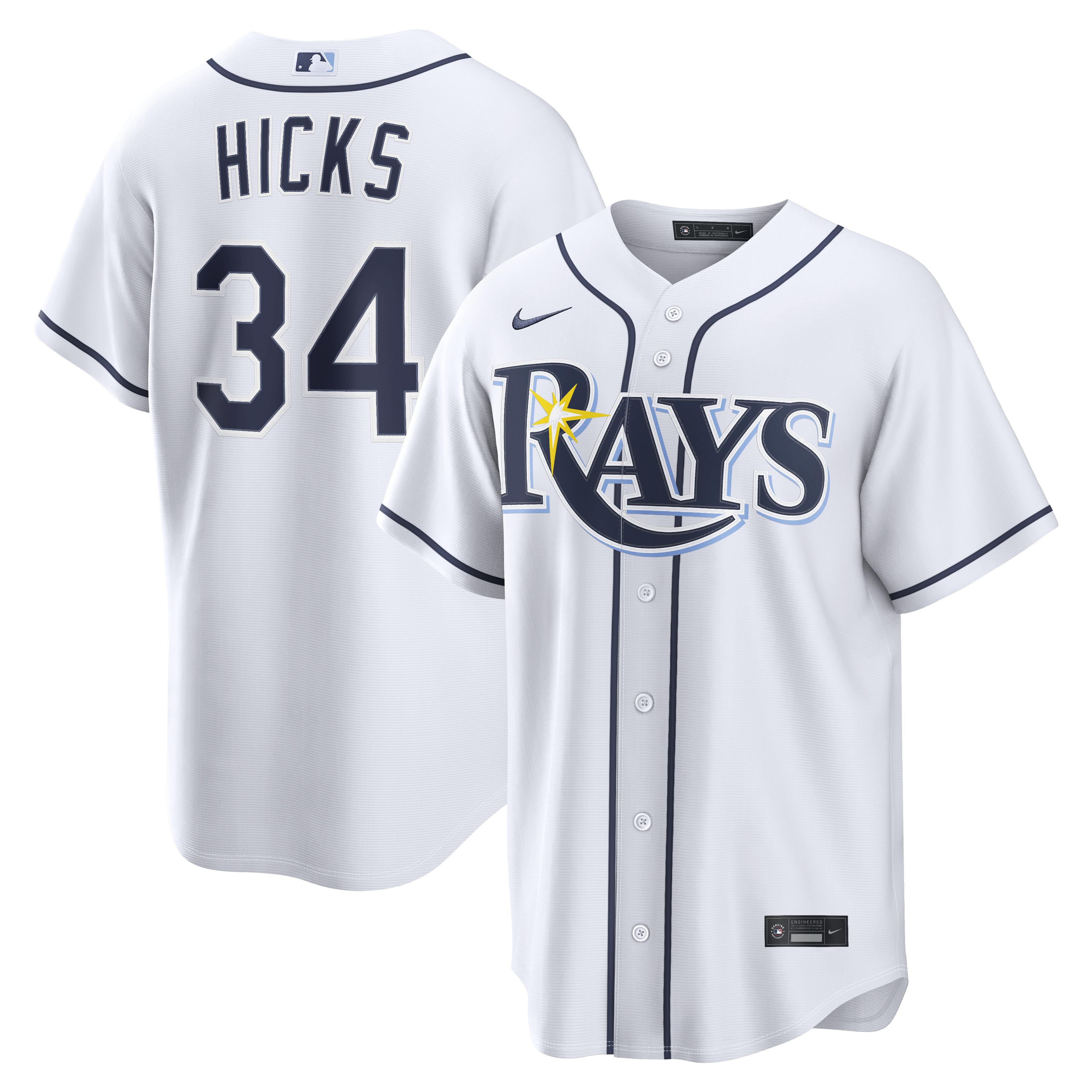 Liam Hicks Tampa Bay Rays Home Replica Jersey White