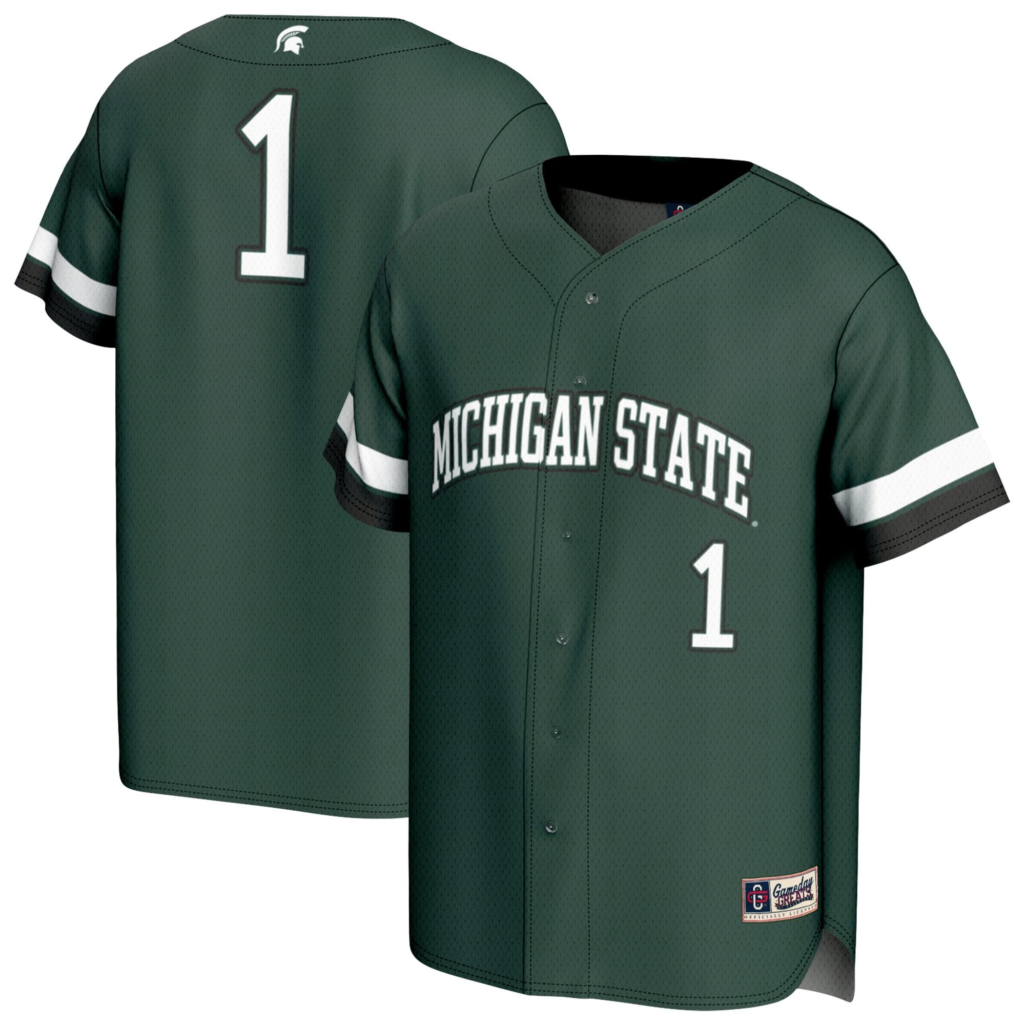 1 Michigan State Spartans Gameday Greats Unisex Lightweight Collegiate Baseball Fashion Jersey Green