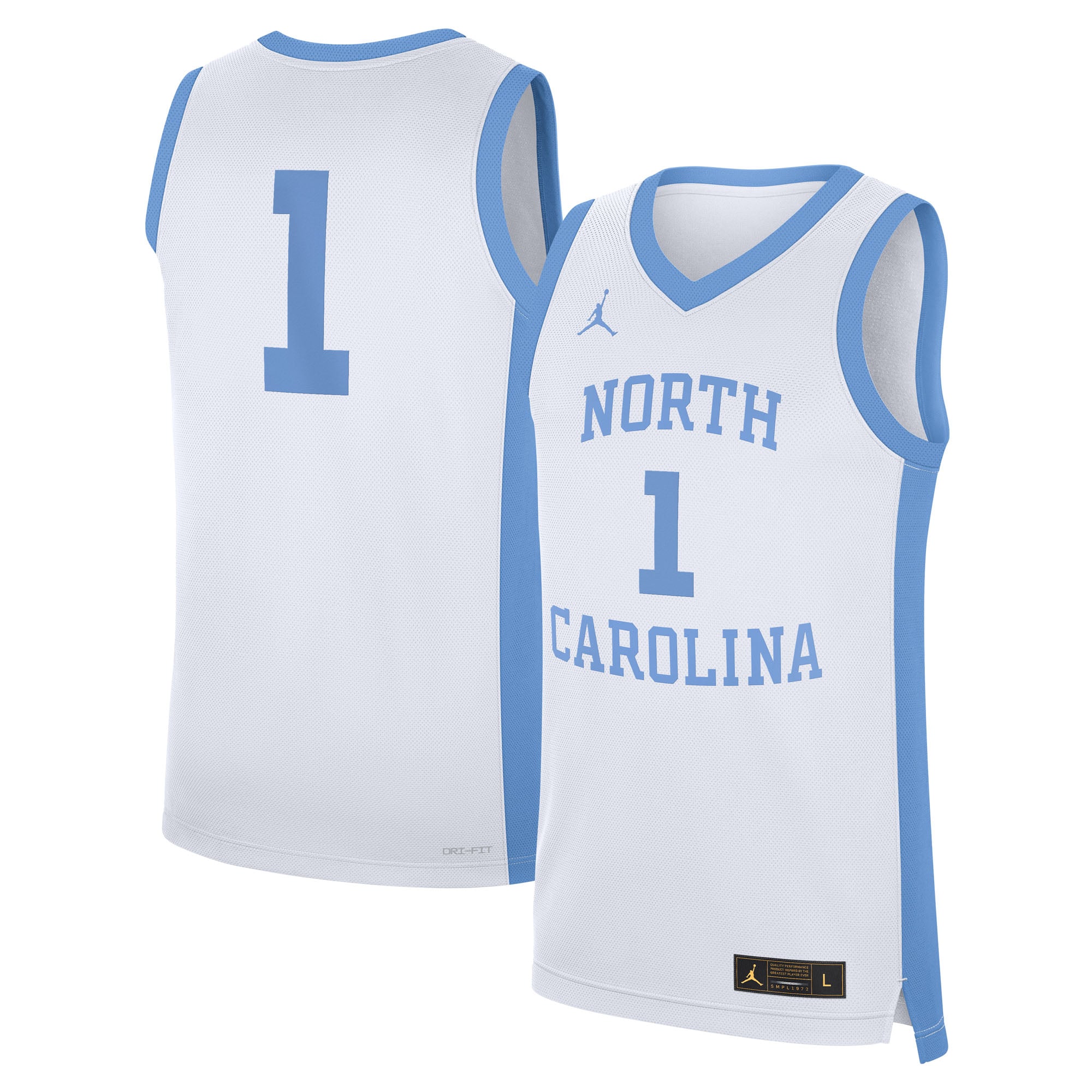 1 North Carolina Tar Heels Jordan Brand Alternate Replica Jersey White