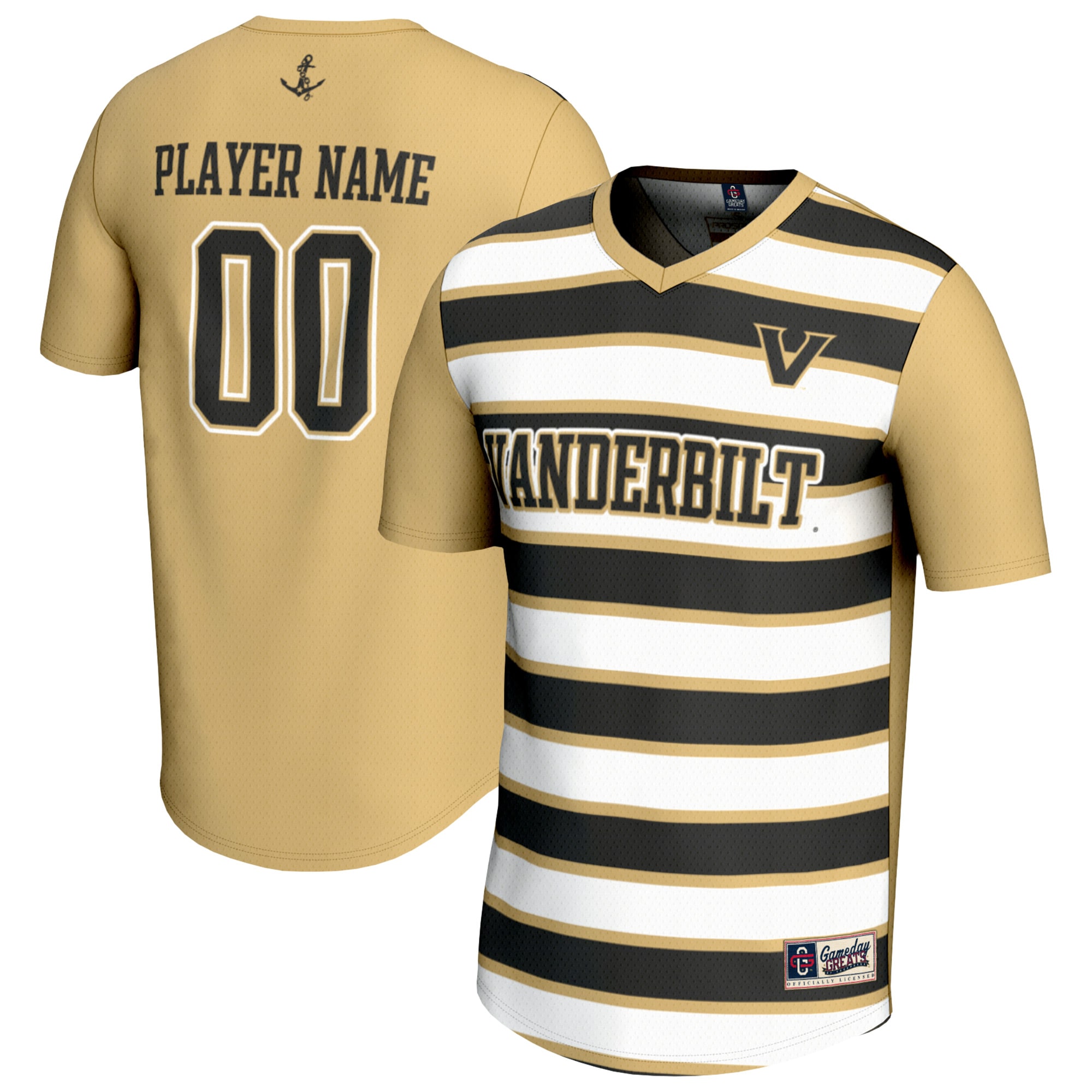Vanderbilt Commodores Gameday Greats Nil Pick A Player Collegiate Soccer Lightweight Fashion Jersey Gold Black Men