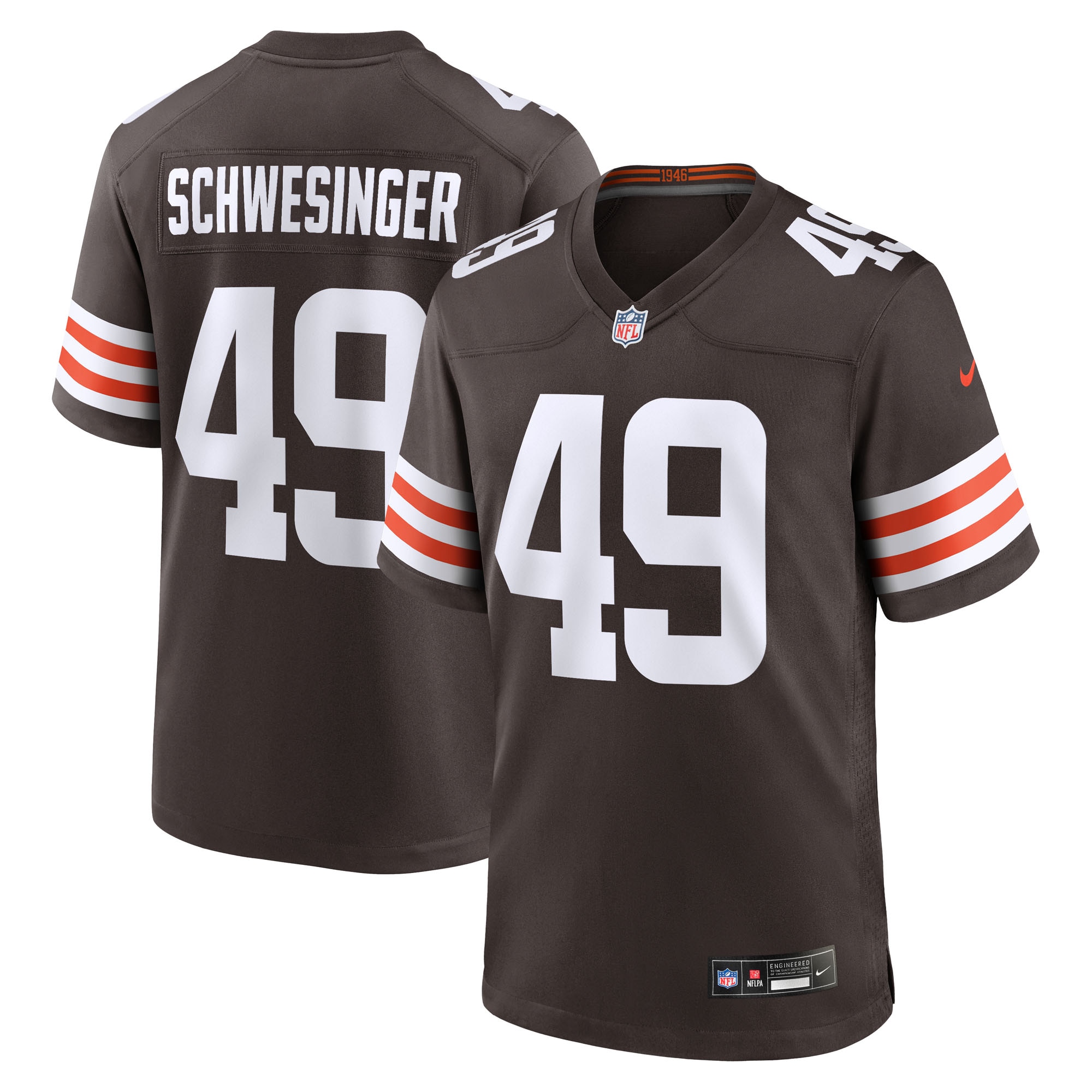 Carson Schwesinger Cleveland Browns 2025 Nfl Draft Game Jersey Brown