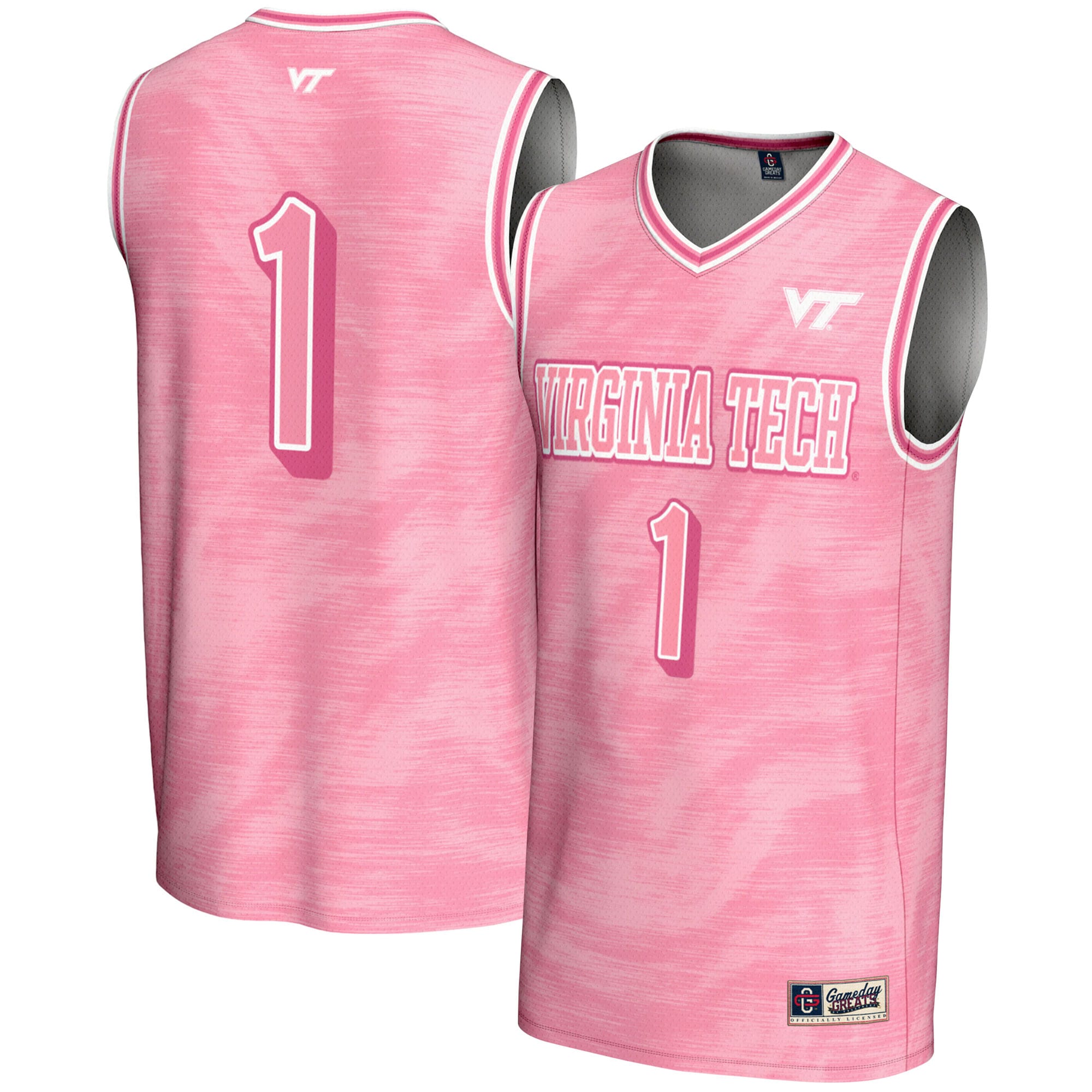 1 Virginia Tech Hokies Gameday Greats Unisex Lightweight Basketball Fashion Jersey Pink