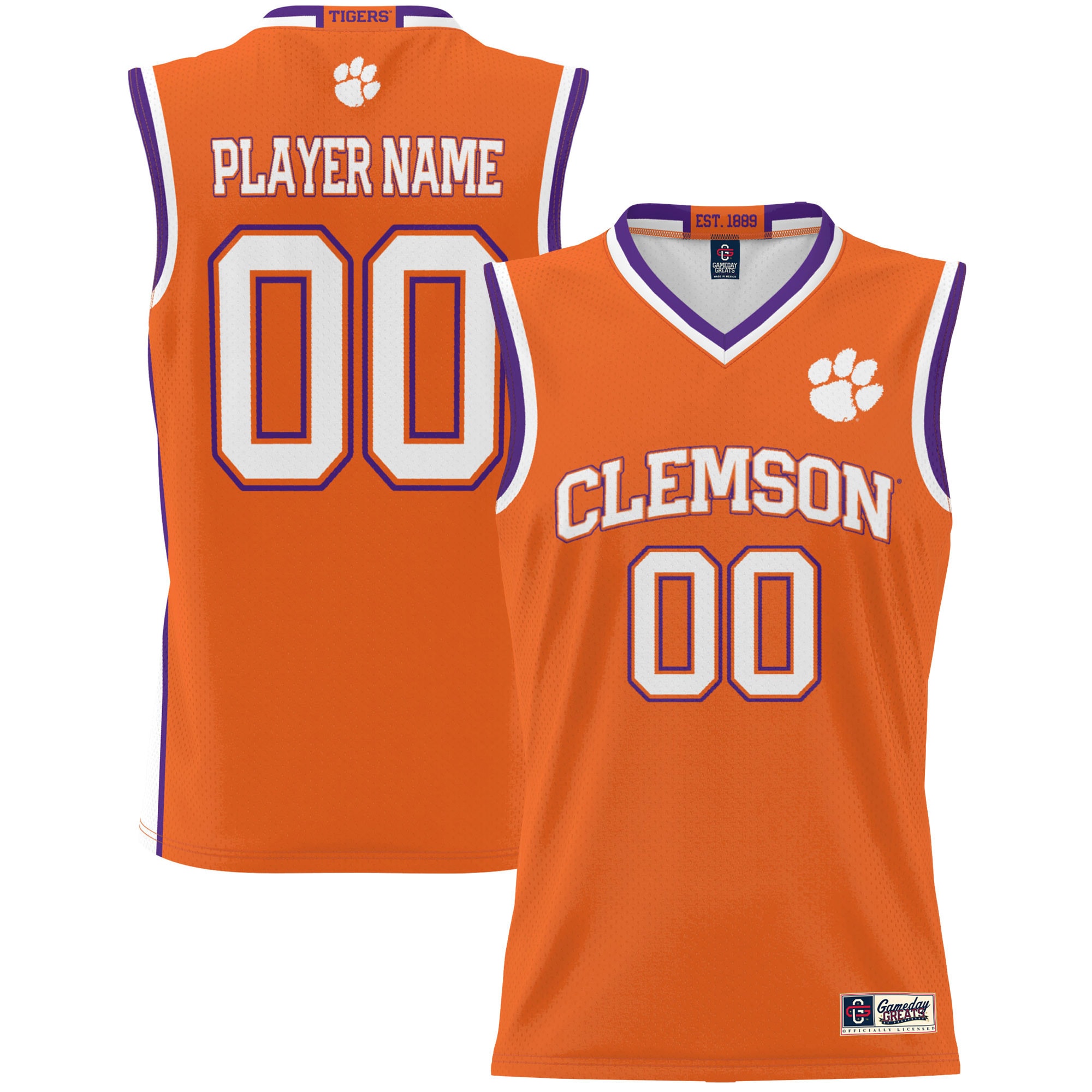 Clemson Tigers Gameday Greats Lightweight Nil Pick A Player Basketball Jersey Orange Men