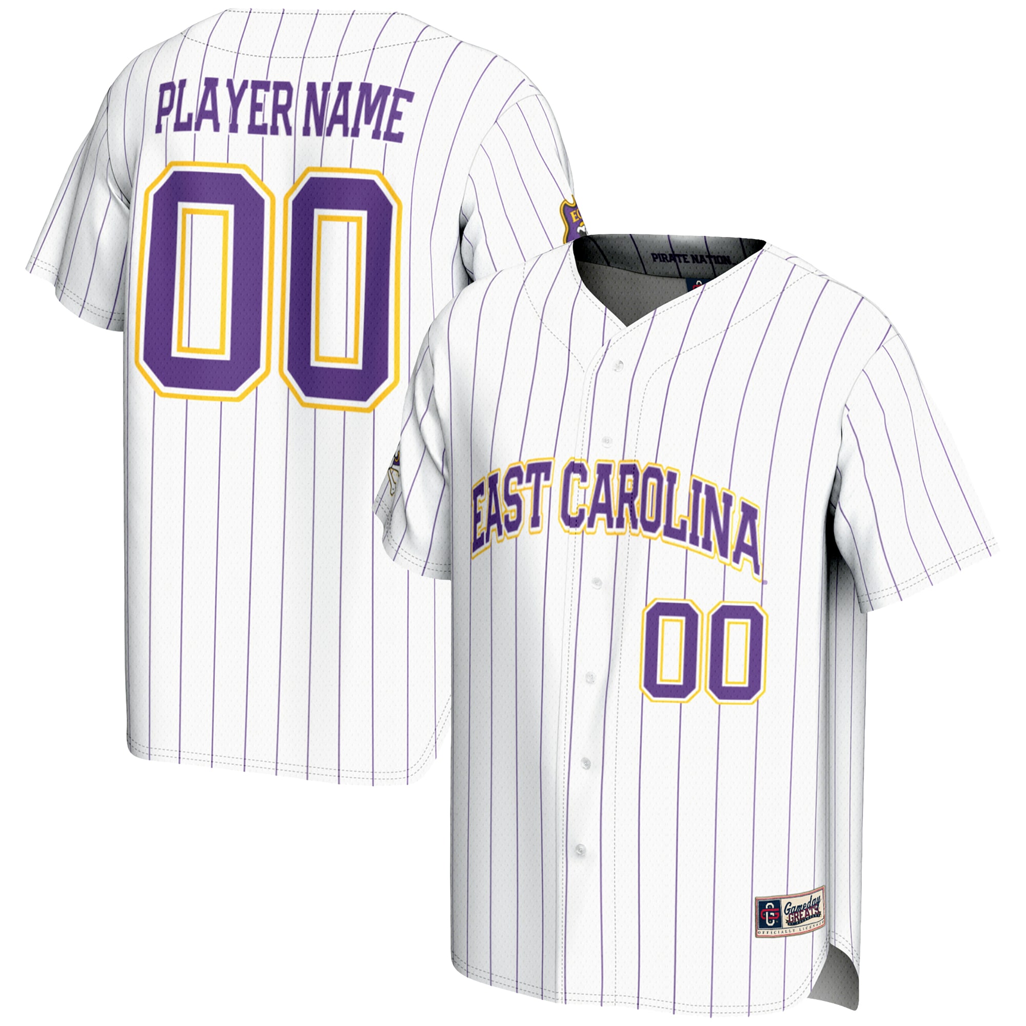 Ecu Pirates Gameday Greats Nil Pick A Player Lightweight Baseball Jersey White