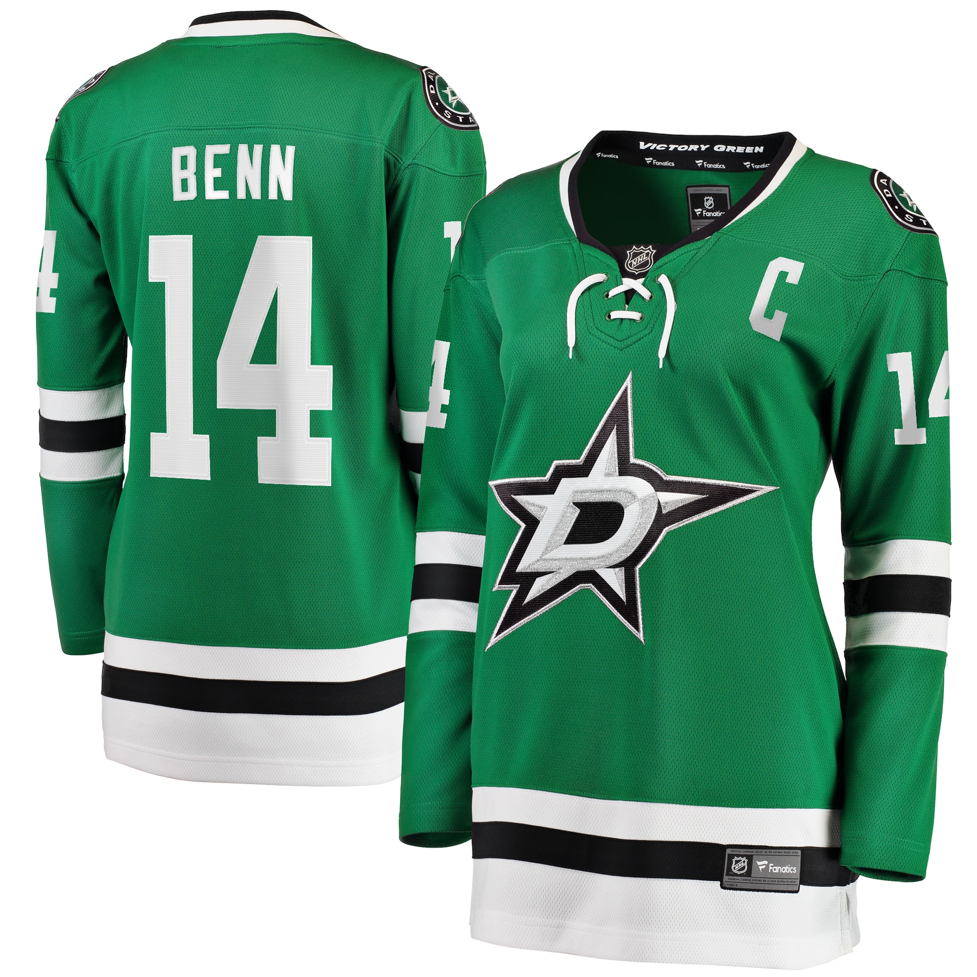 Jamie Benn Dallas Stars Women S Captain Patch Home Breakaway Player Jersey Kelly Green