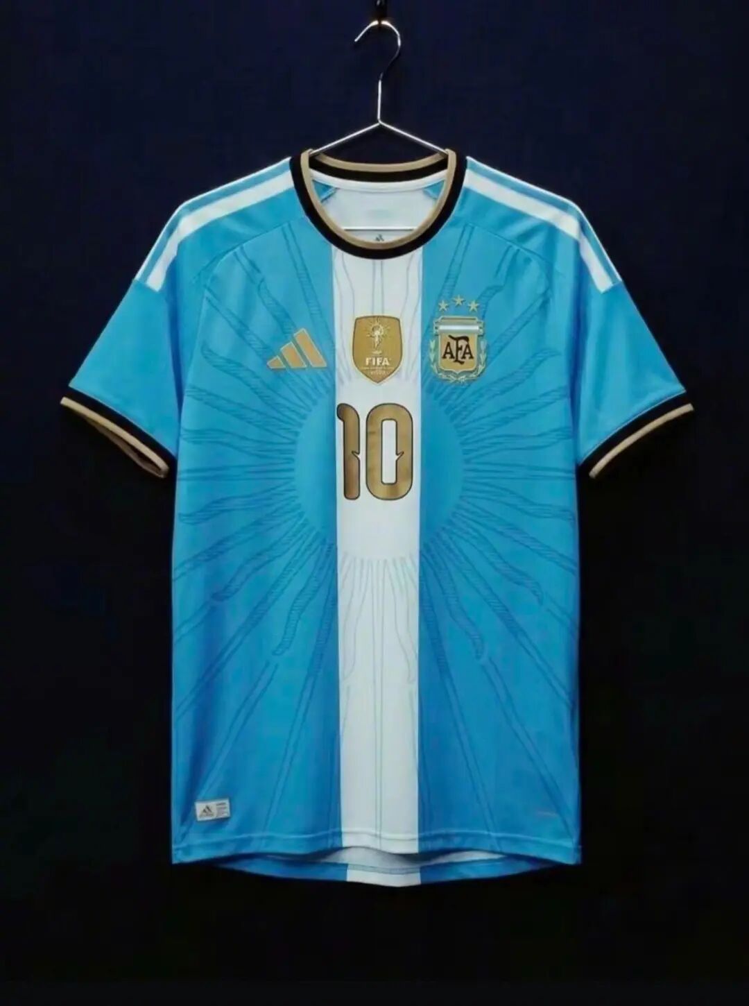 2026 Argentina farewell jersey Messi 10, sky blue with gold trim