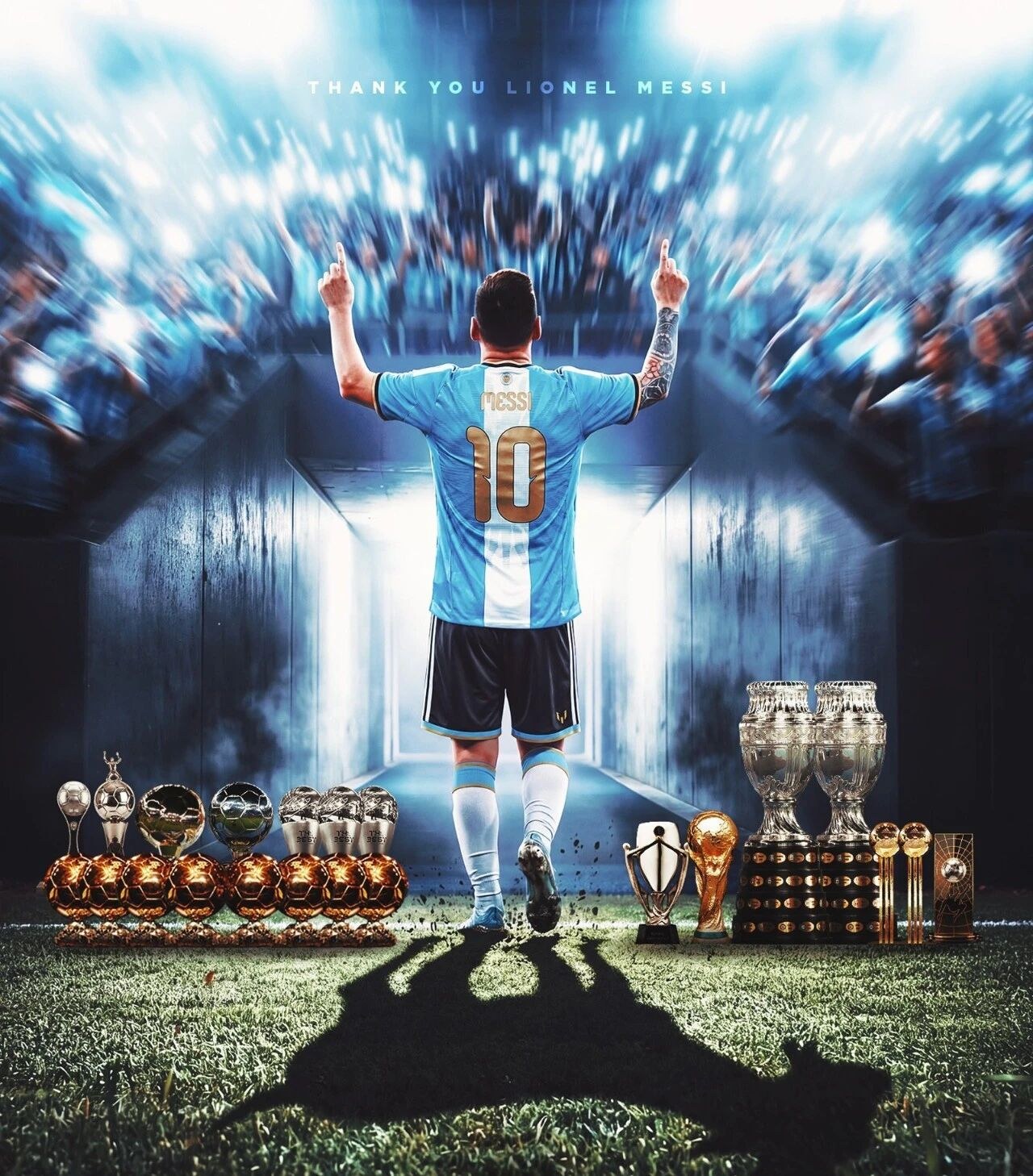 Farewell artwork reading Thank You Lionel Messi