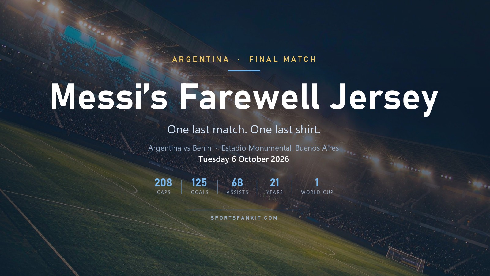 Messi's farewell jersey guide cover: Argentina vs Benin at the Estadio Monumental, 6 October 2026