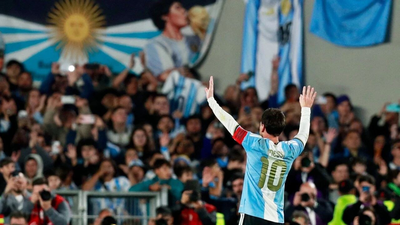 Messi in front of the Monumental crowd on his final night for Argentina
