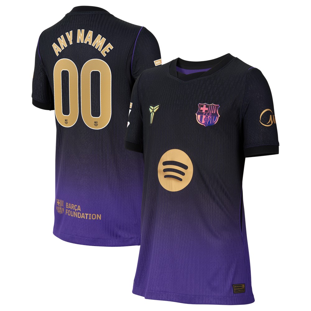 Barcelona Youth 2026/27 Away Athletic Fit Custom Jersey Purple - front and back view