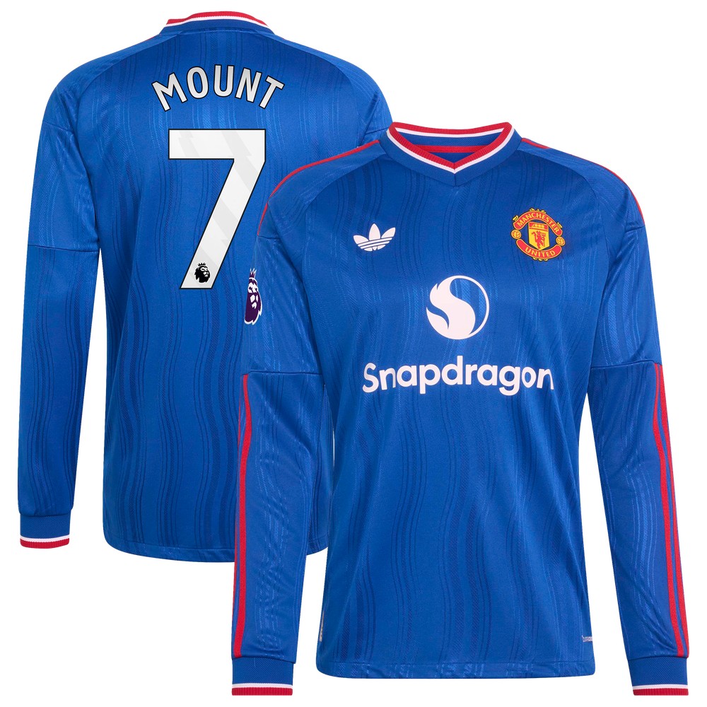 Mason Mount Manchester United 2026/27 Away Athletic Fit Long Sleeve Jersey - front and back view