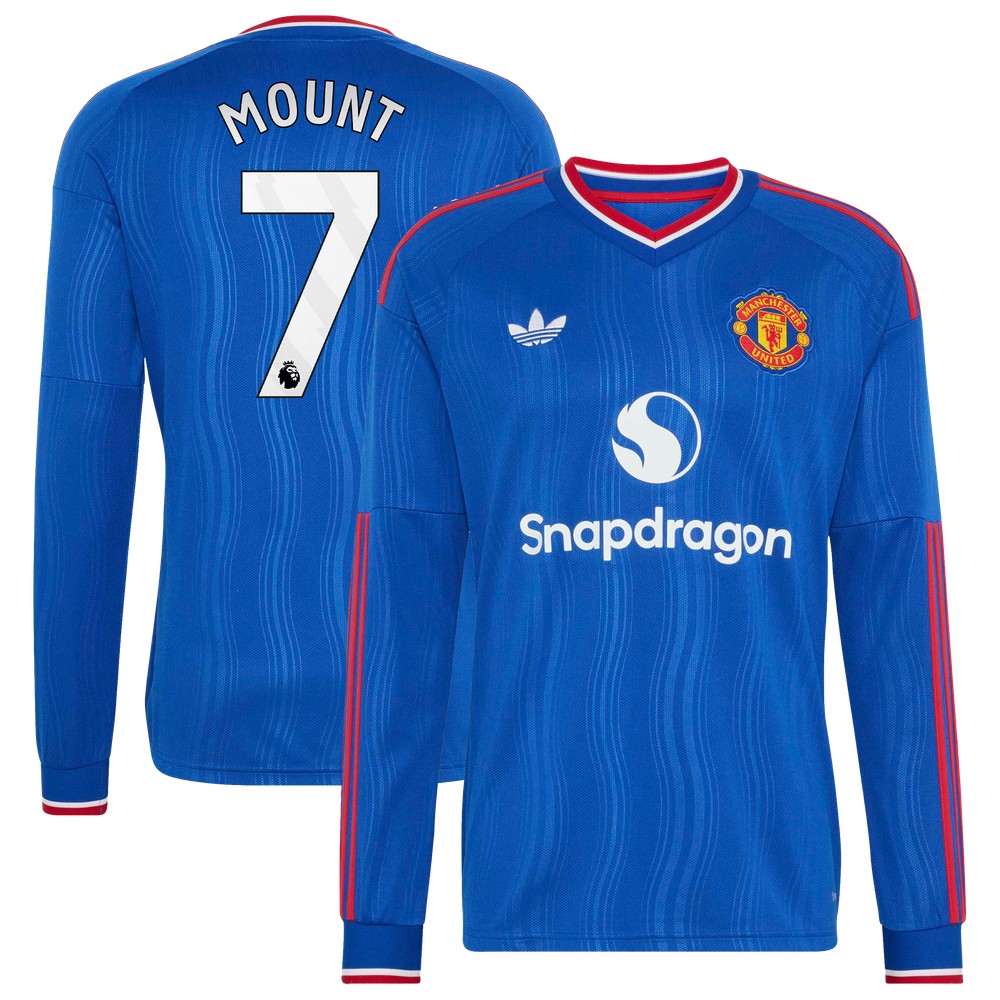 Mason Mount Manchester United 2026/27 Away Fan Long Sleeve Jersey Royal - front view
