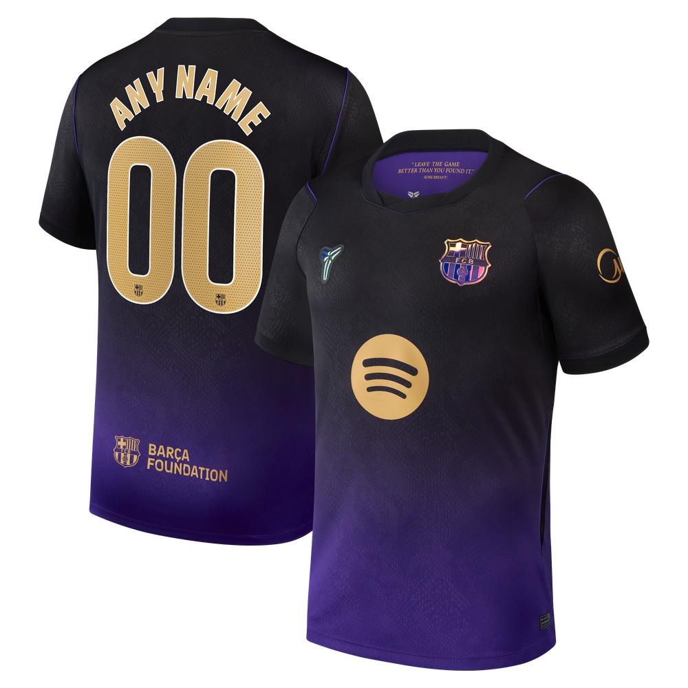 Barcelona 2026/27 Away Stadium Fan Custom Jersey Purple - front and back view