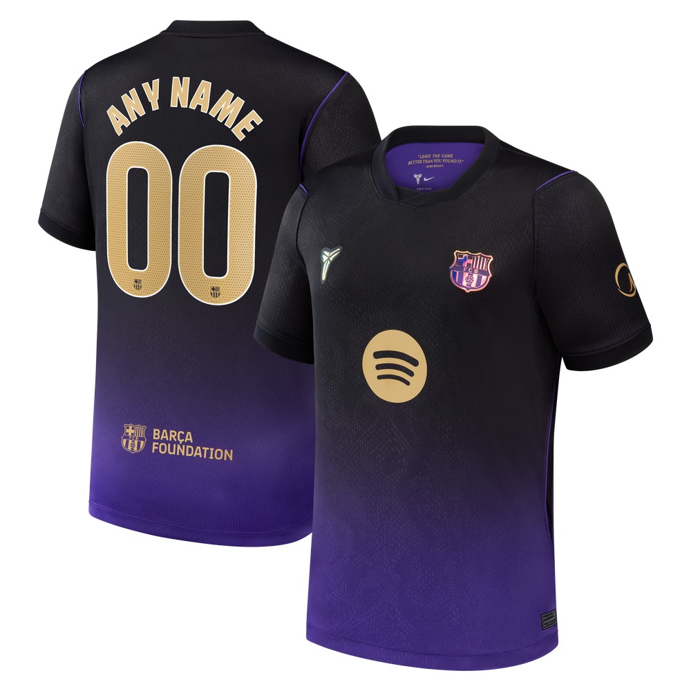 Barcelona Youth 2026/27 Away Stadium Fan Custom Jersey Purple - front and back view