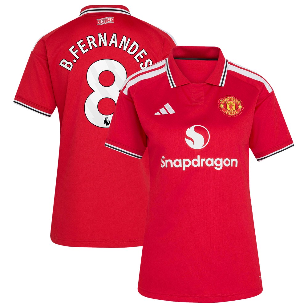 Bruno Fernandes Manchester United Women's 2026/27 Home Fan Jersey Red - front and back view
