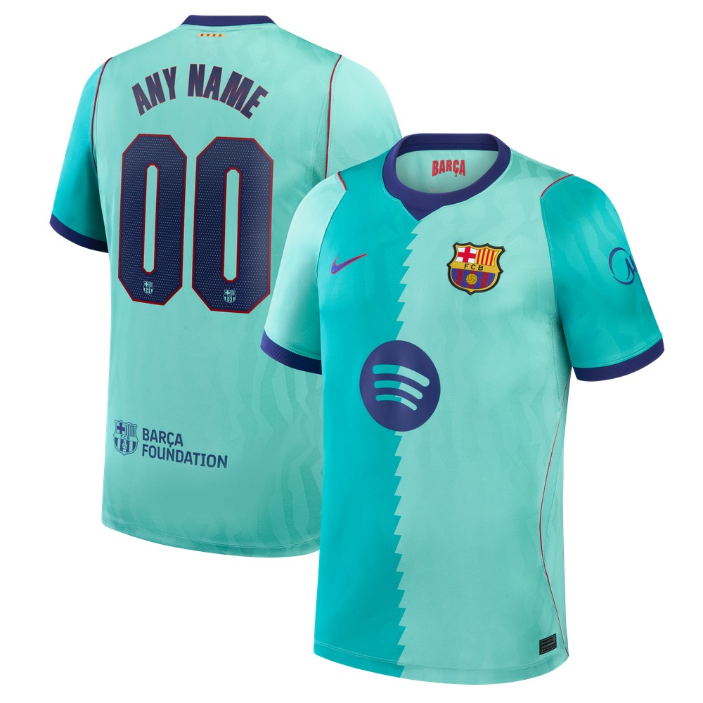 Barcelona 2026/27 Third Stadium Fan Custom Jersey Turquoise - front and back view