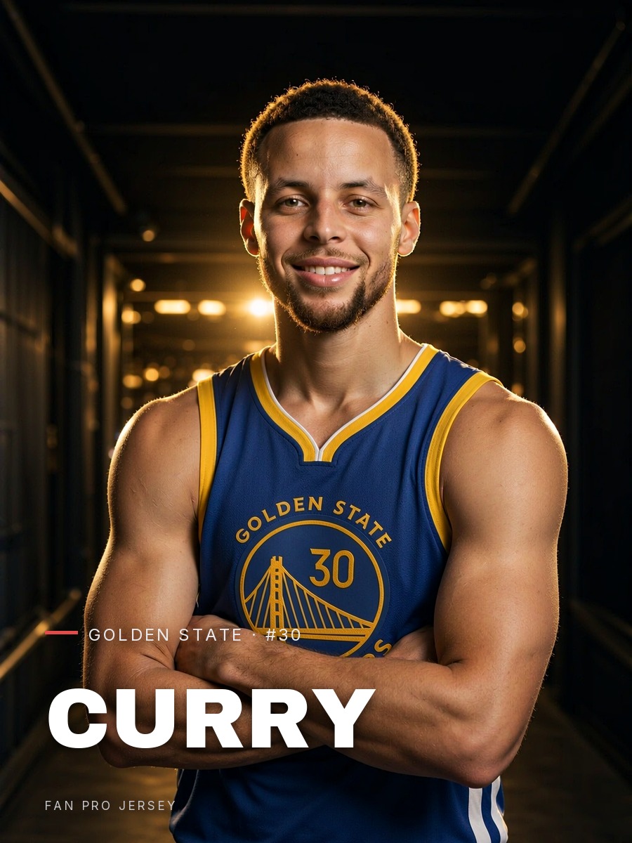 Stephen Curry Golden State Warriors royal jersey poster