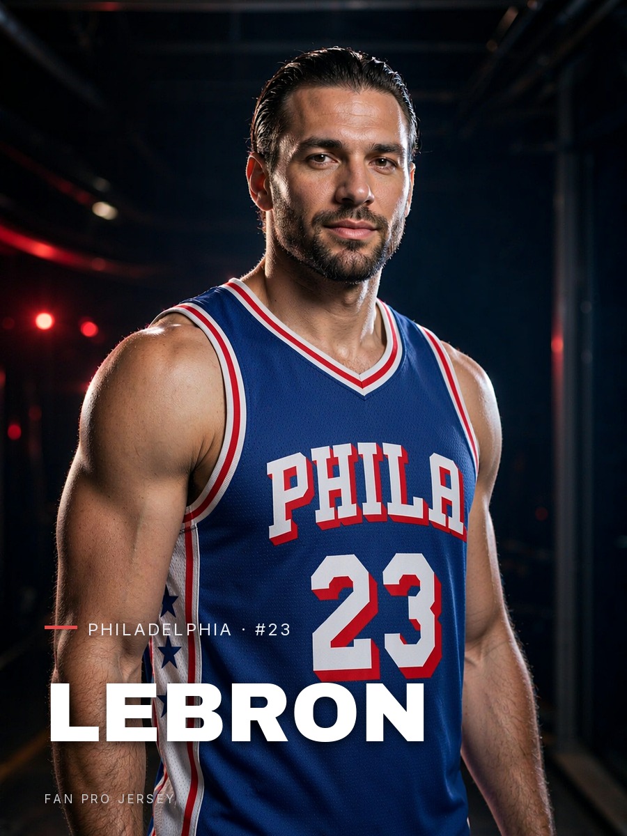 LeBron James Philadelphia 76ers royal jersey poster