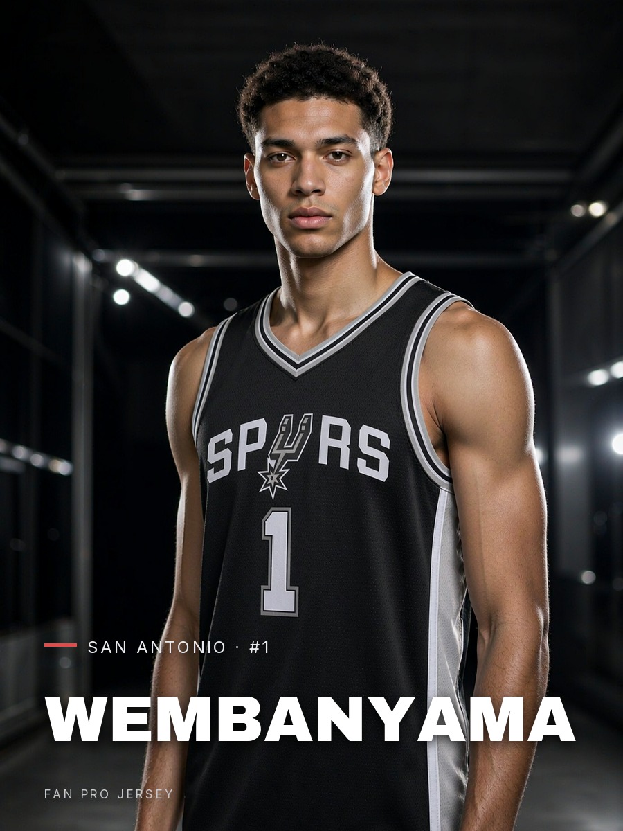 Victor Wembanyama San Antonio Spurs black jersey poster