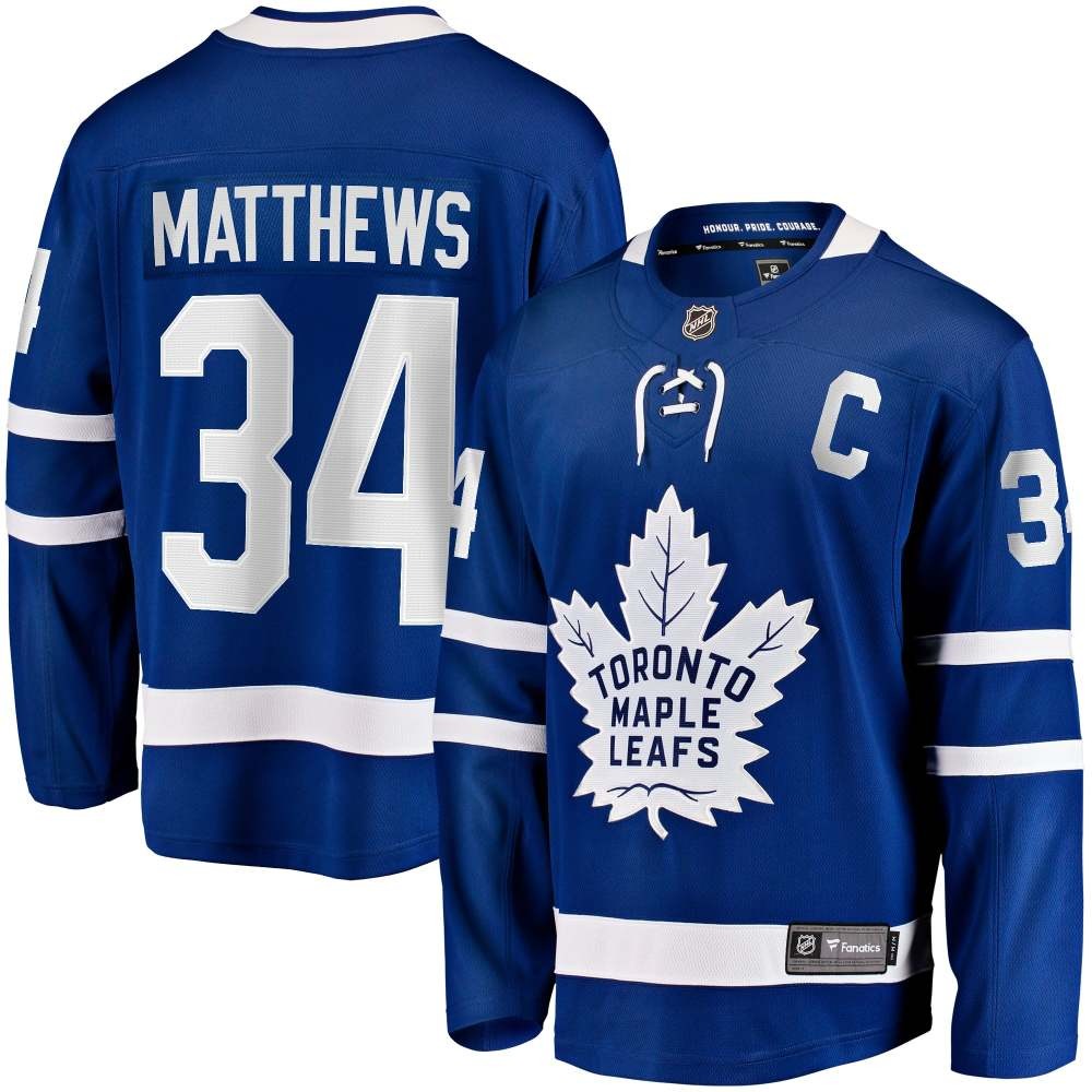 Auston Matthews Toronto Maple Leafs Captain Patch Home Breakaway Player - front and back view