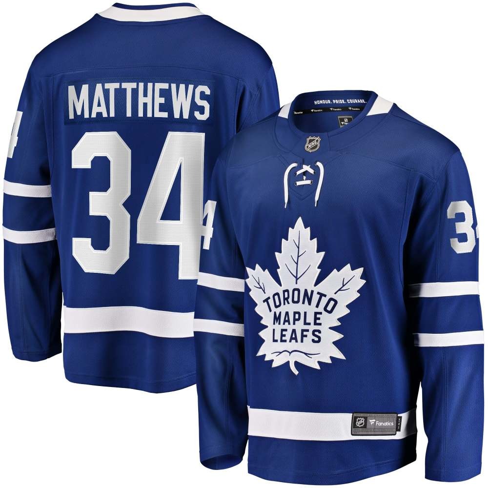 Auston Matthews Toronto Maple Leafs Home Breakaway Jersey Blue - front and back view