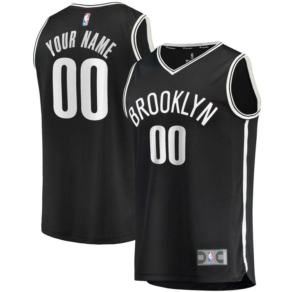 Brooklyn Nets Essential Custom Fan Jersey Black Icon - front and back view
