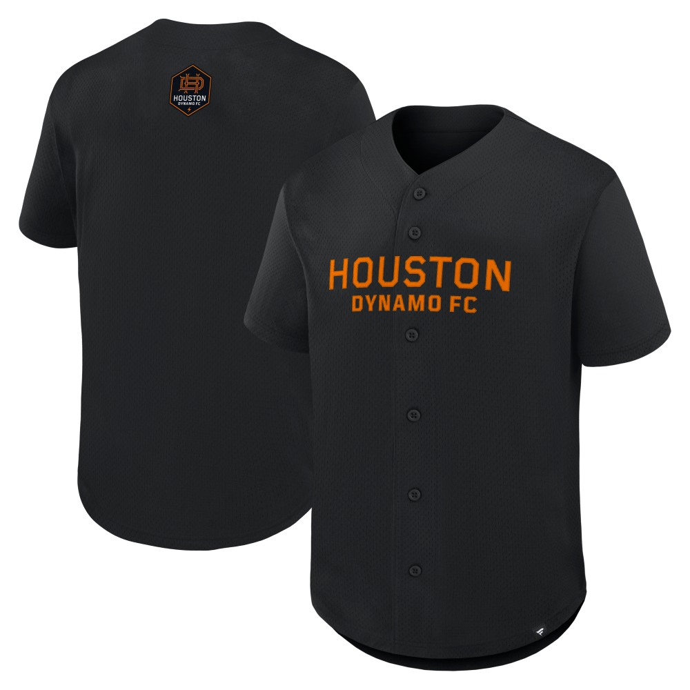 Houston Dynamo FC Maximum Intensity Button-Up Jersey? Black - front and back view