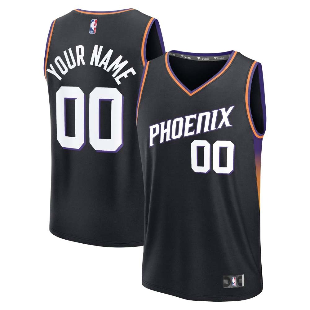 Phoenix Suns Youth Essential Custom Jersey Statement Black - front and back view