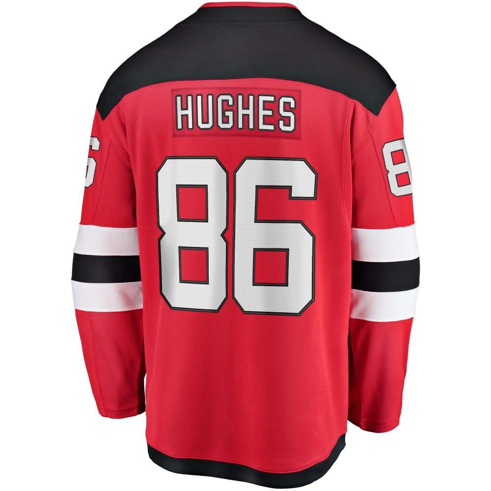 Jack Hughes New Jersey Devils Breakaway Player Jersey Red - detail view 1