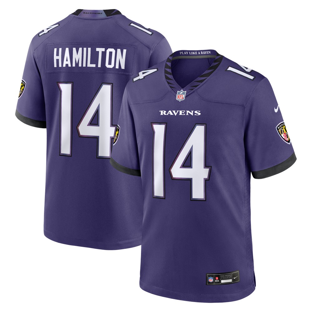 Kyle Hamilton Baltimore Ravens Team Game Jersey Purple - front and back view